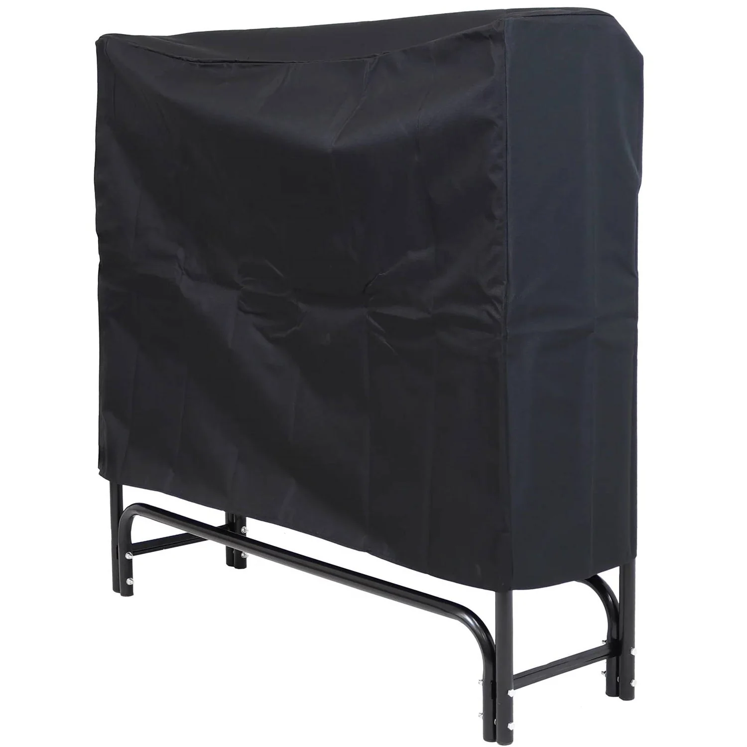 4-Ft Indoor Outdoor Black Metal Firewood Holder Log Rack with Cover - Image 5