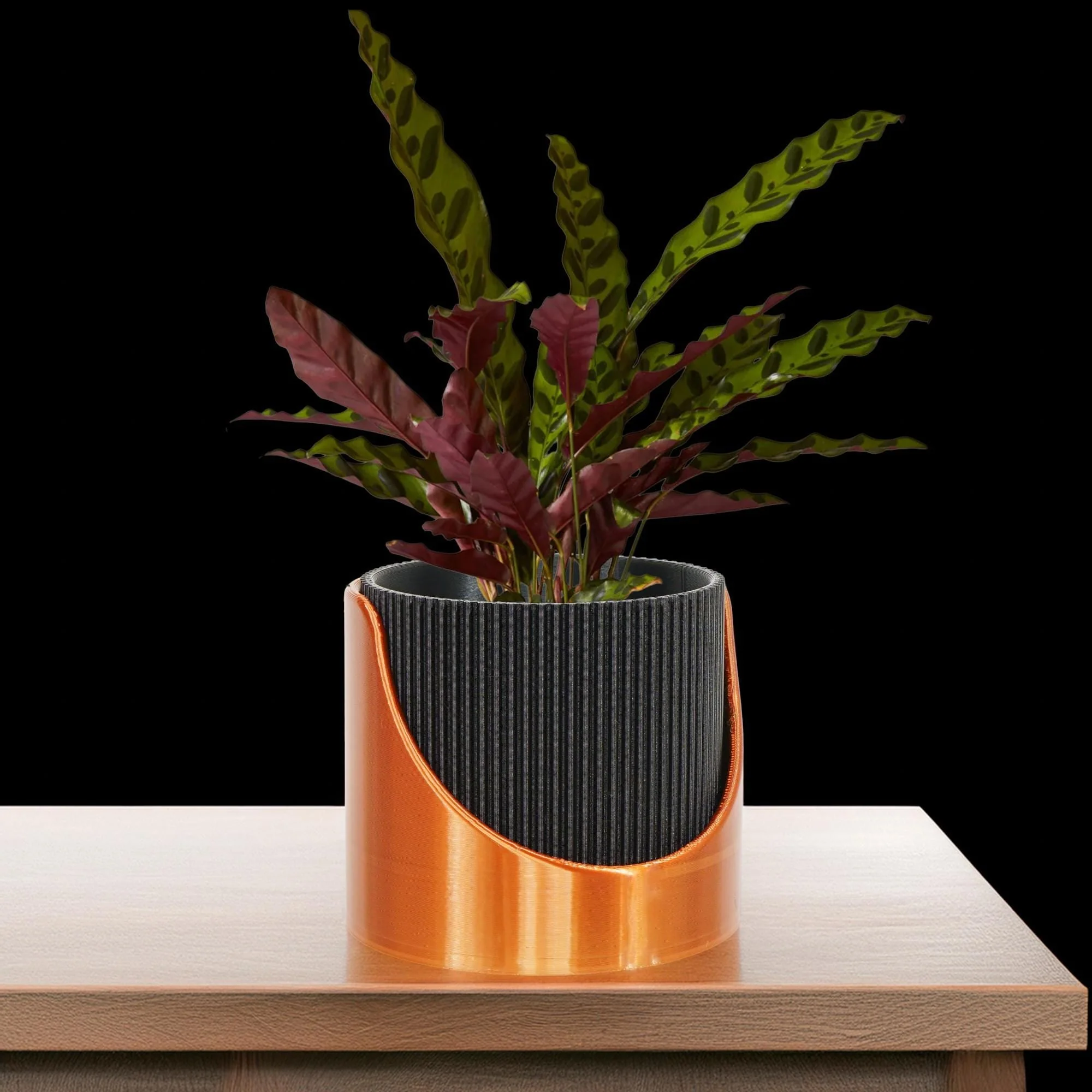 4 Inch Self Watering Planter, Large Indoor Outdoor Plant Pot with Drainage, Terracotta, Green, Beige, Modern Ribbed Design - Image 2