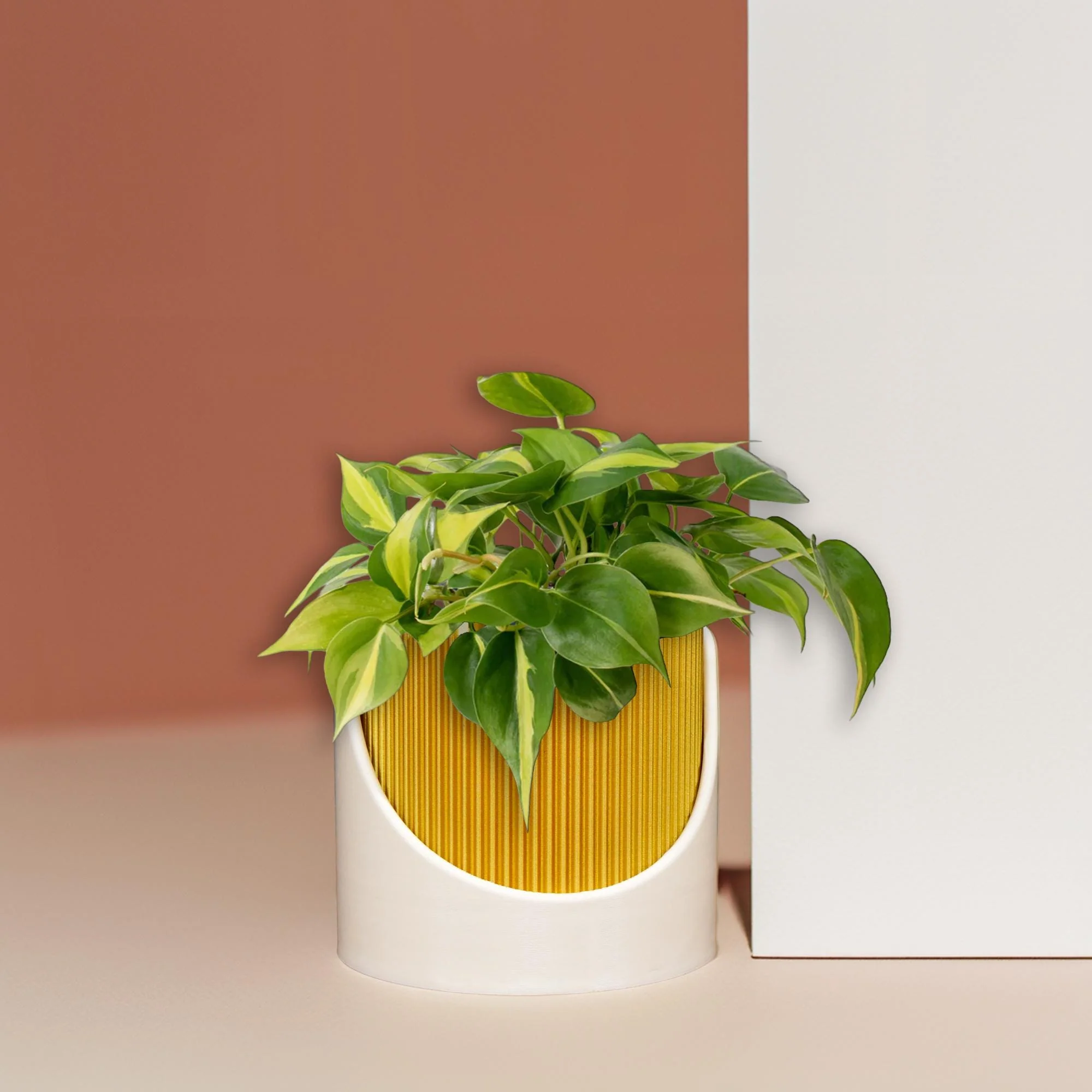 4 Inch Self Watering Planter, Large Indoor Outdoor Plant Pot with Drainage, Terracotta, Green, Beige, Modern Ribbed Design - Image 5