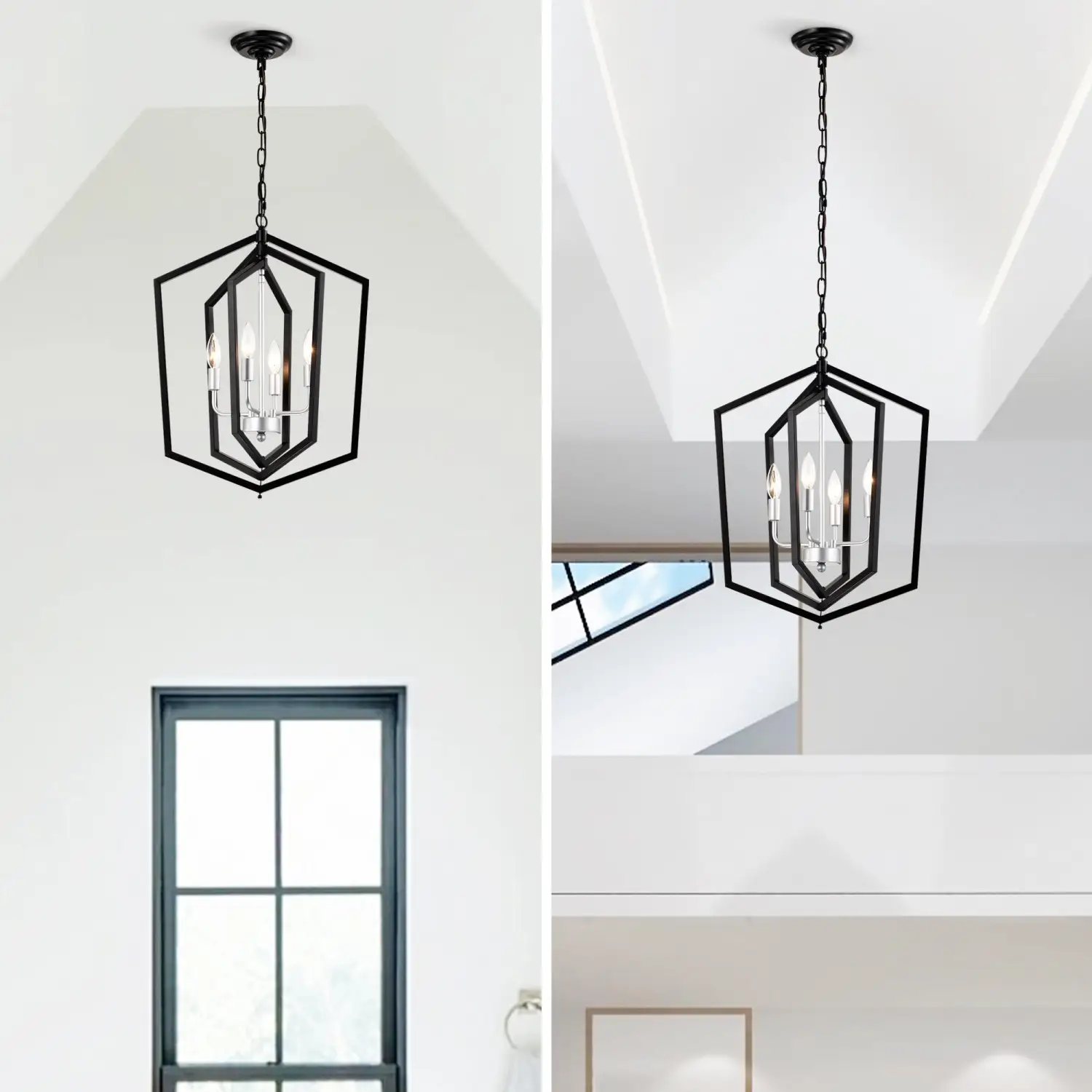 4 Light Adjustable Farmhouse Black Metal Chandelier Ceiling Fixture - Image 10