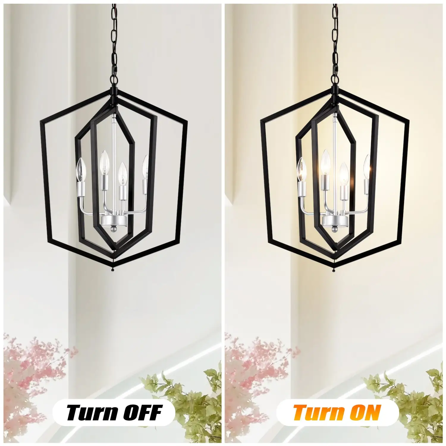4 Light Adjustable Farmhouse Black Metal Chandelier Ceiling Fixture - Image 2