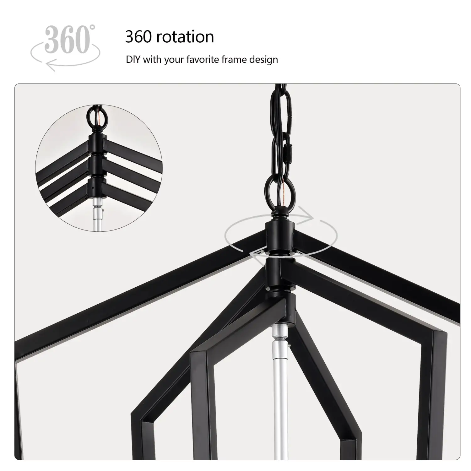 4 Light Adjustable Farmhouse Black Metal Chandelier Ceiling Fixture - Image 4
