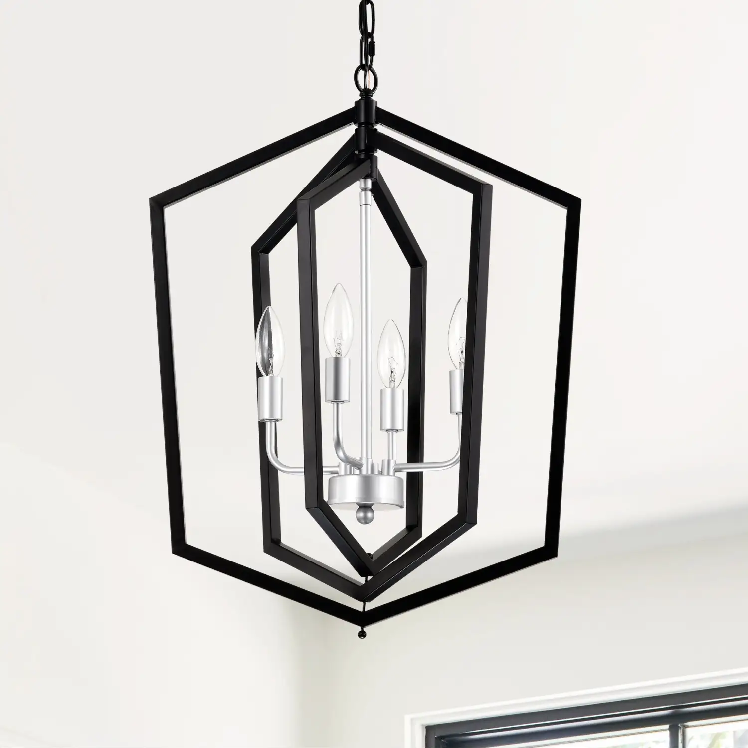 4 Light Adjustable Farmhouse Black Metal Chandelier Ceiling Fixture - Image 9