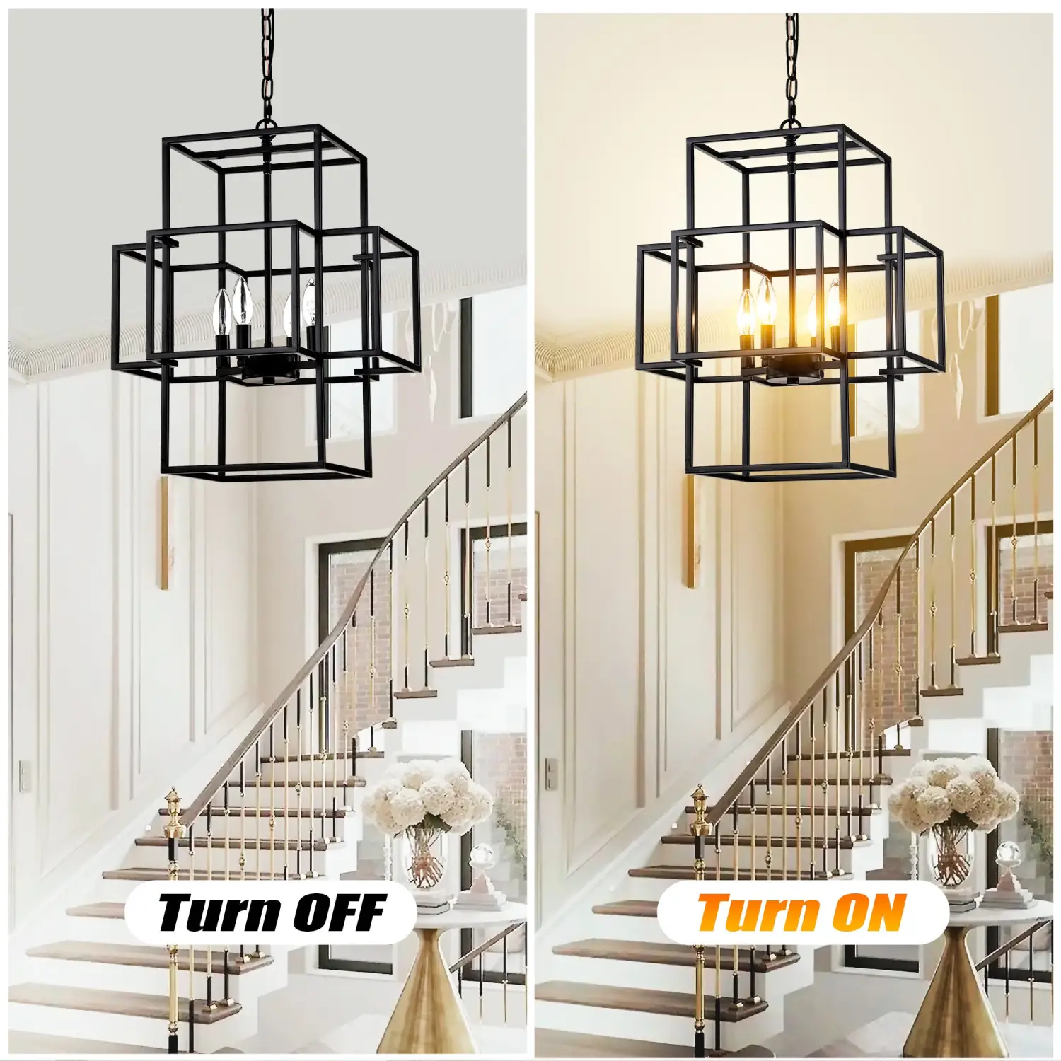 4 Light Farmhouse Hanging Lights Indoor with Adjustable Height - Image 4