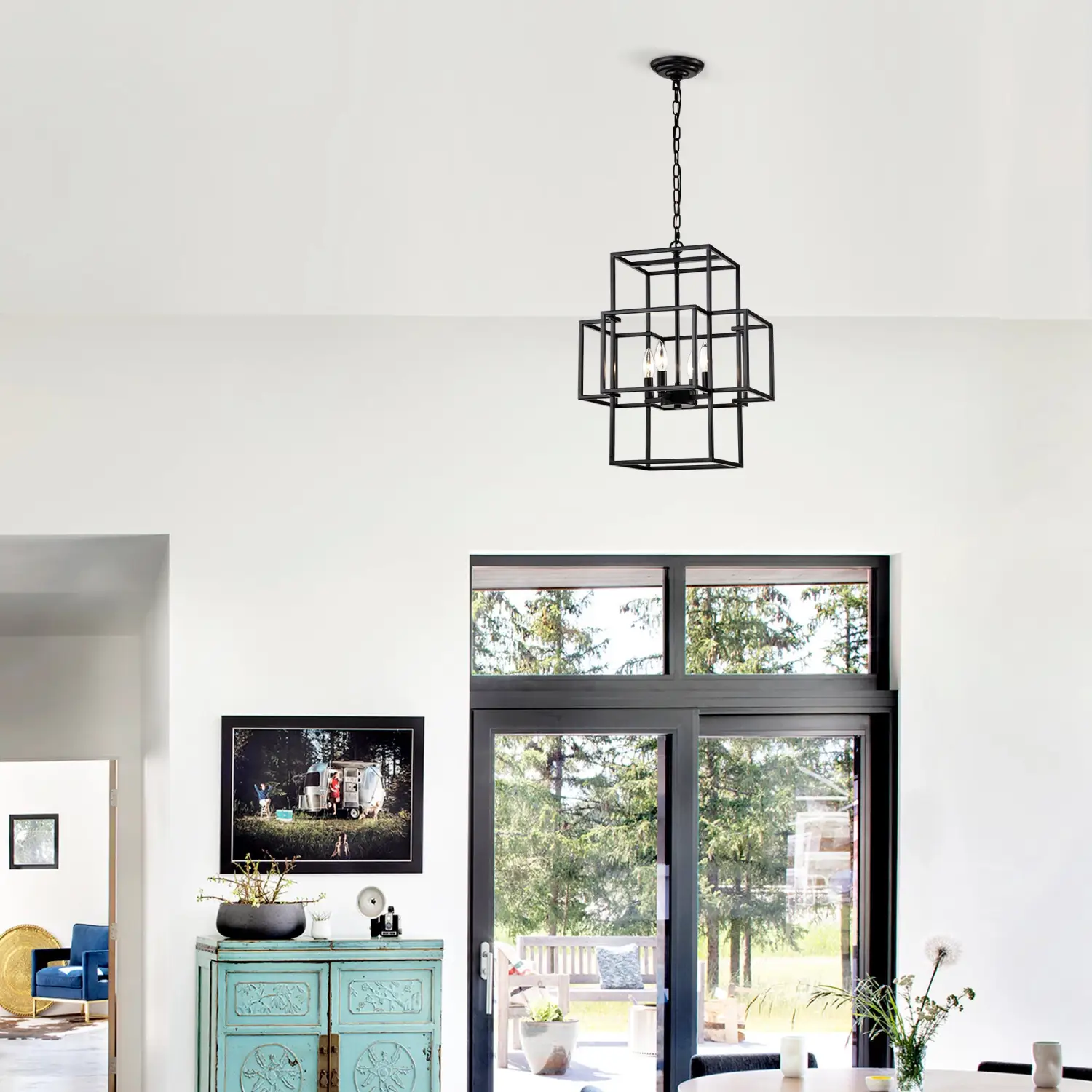 4 Light Farmhouse Hanging Lights Indoor with Adjustable Height - Image 8
