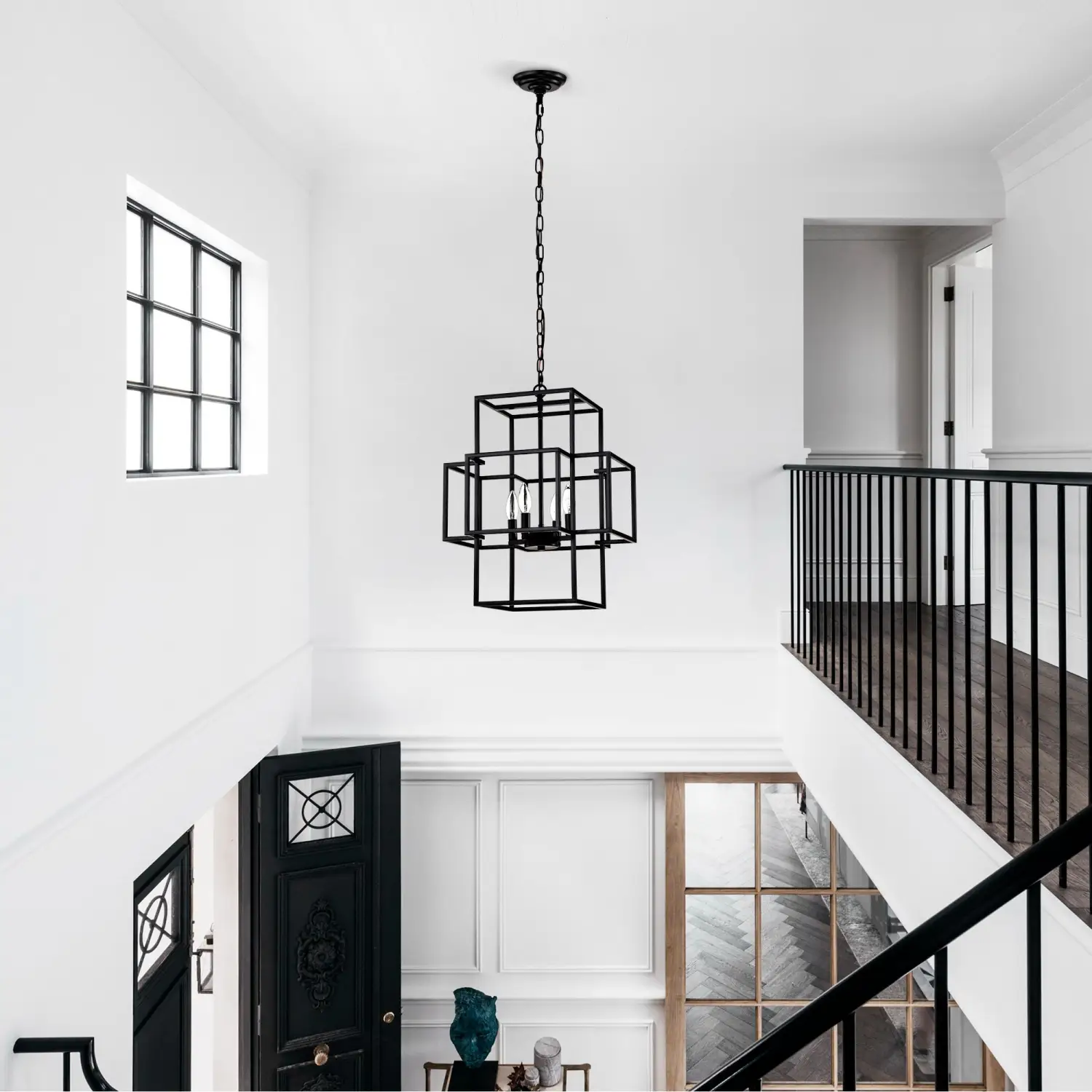 4 Light Farmhouse Hanging Lights Indoor with Adjustable Height - Image 9