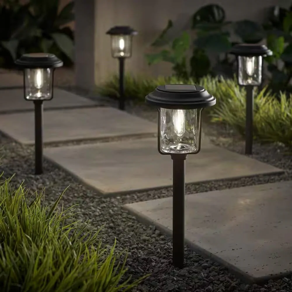 4 Pack - Solar LED Light Set - Outdoor Path Lighting in Black - Image 2