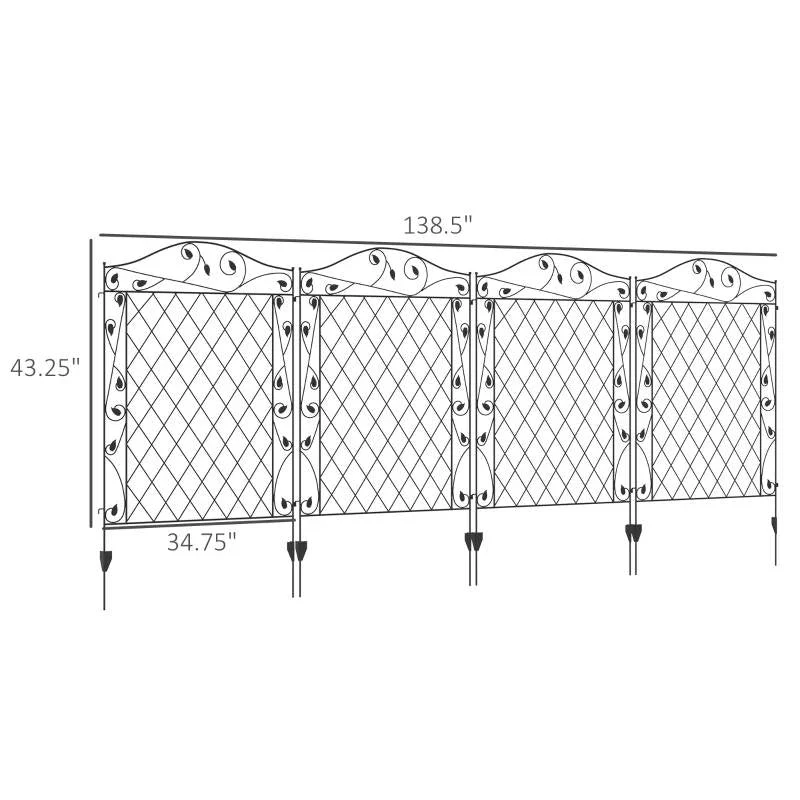 4 Pack Steel Foldable Fence Floral Trellis Panel Animal Barrier - Image 5