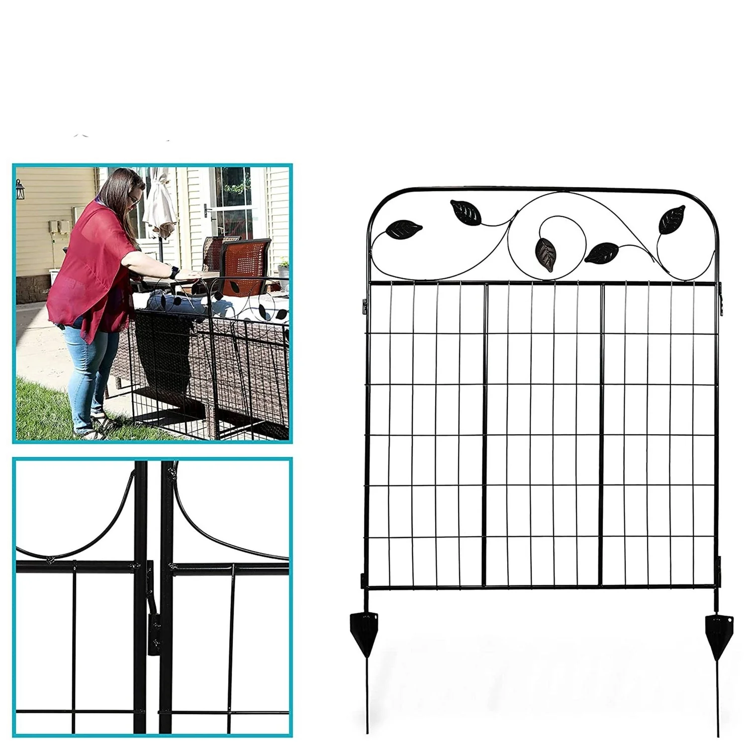4 Pack Steel Foldable Garden Fence Floral Staked Trellis Panel Animal Barrier - Image 4
