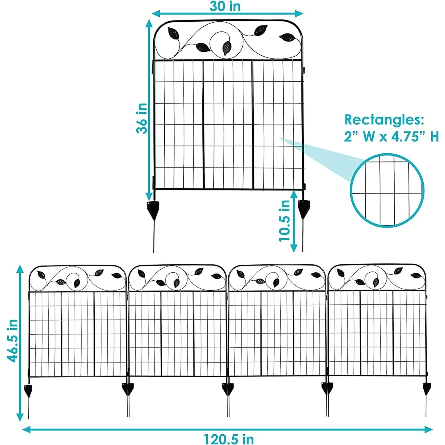 4 Pack Steel Foldable Garden Fence Floral Staked Trellis Panel Animal Barrier - Image 5