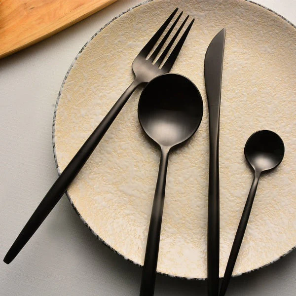 4-Piece Gold Stainless Steel Dinnerware Set – Knife, Fork, Spoon, Teaspoon - Image 3