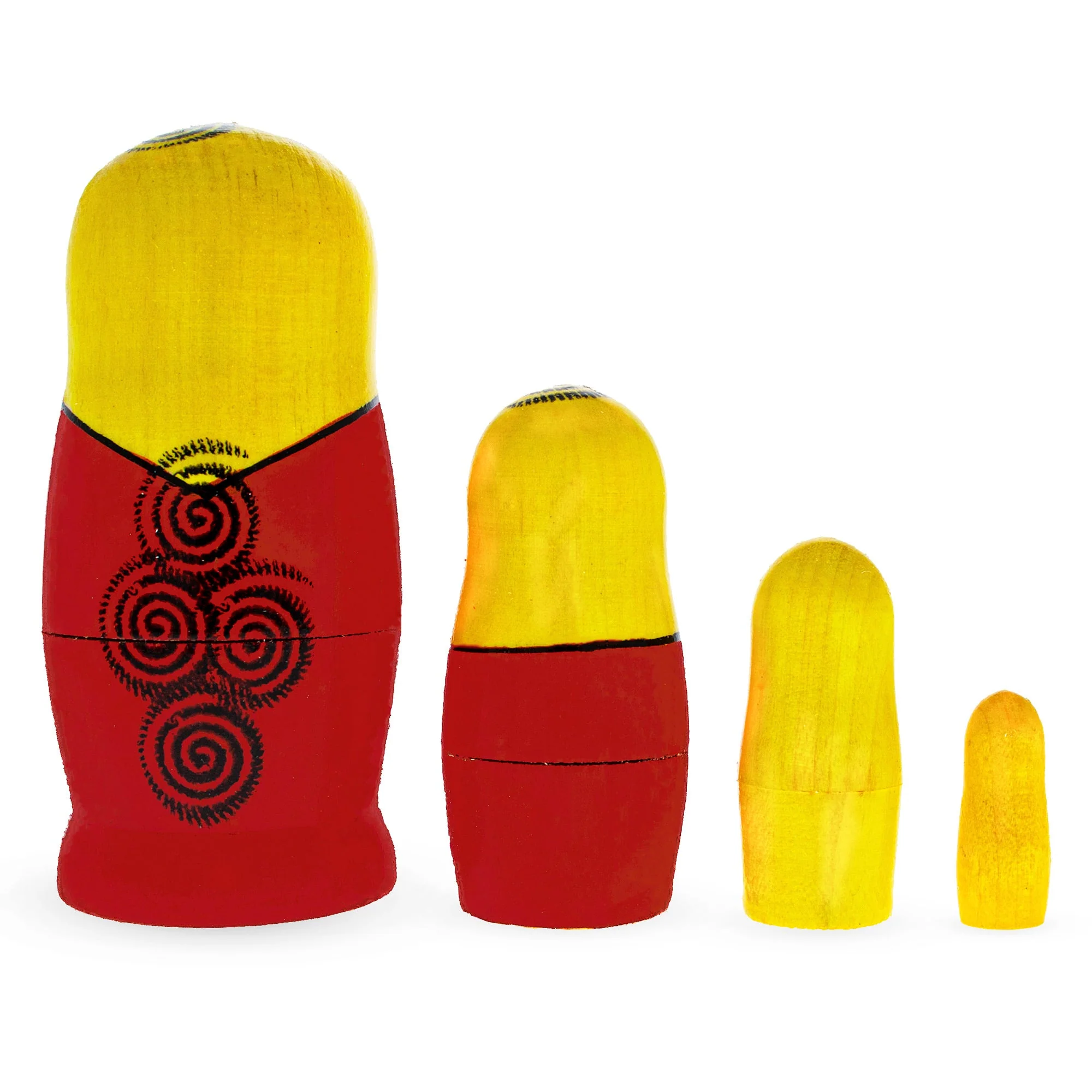 4 Pieces Girl with Yellow Scarf Matryoshka Wooden Nesting Dolls - Image 2