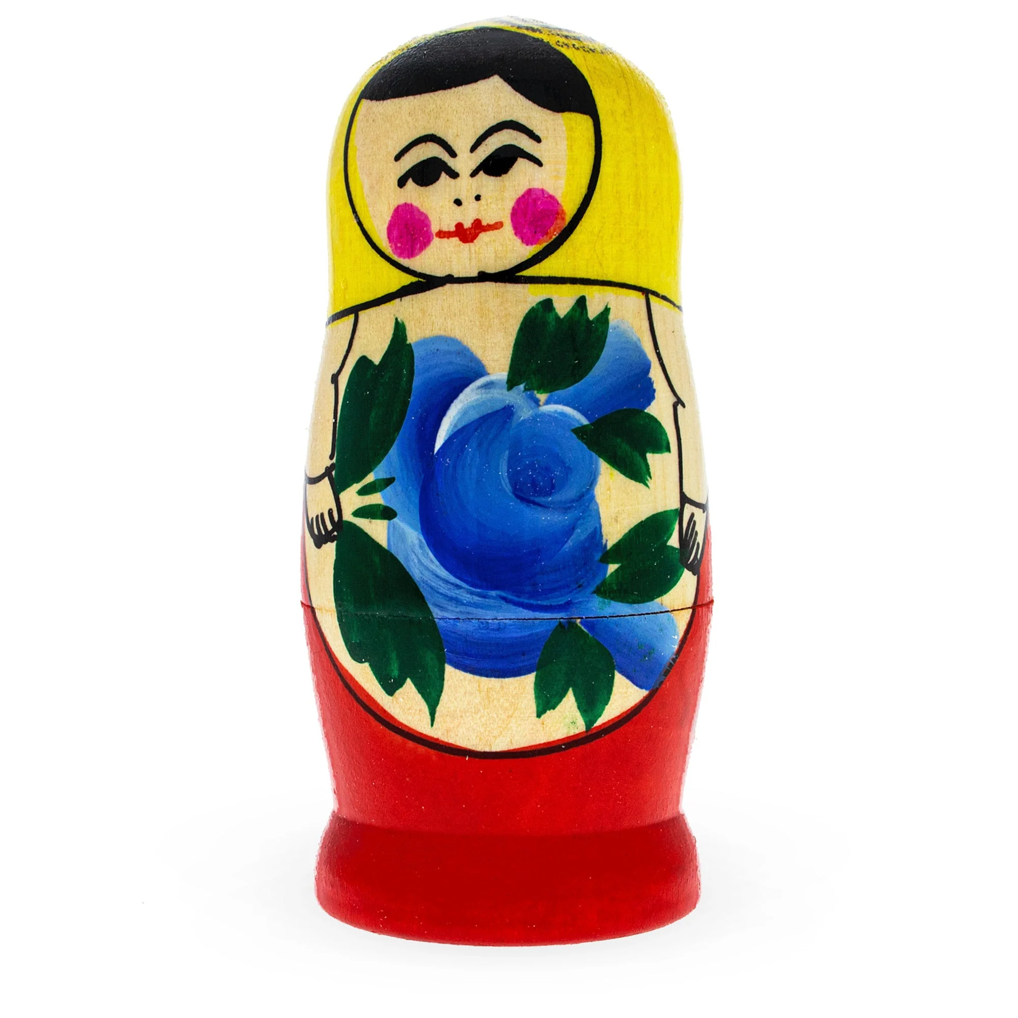 4 Pieces Girl with Yellow Scarf Matryoshka Wooden Nesting Dolls - Image 3