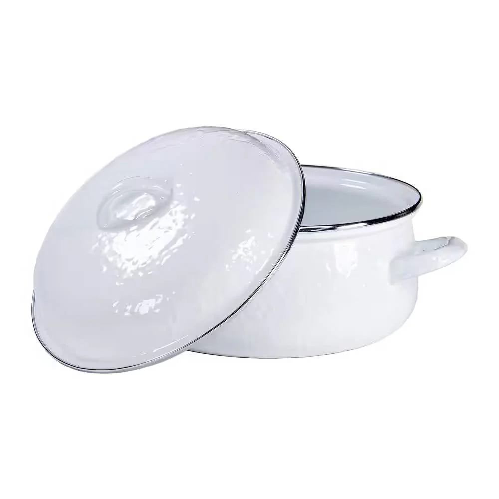 4-Quart White Porcelain-Coated Steel Dutch Oven w/ Lid and Stainless Steel Trim - Image 2