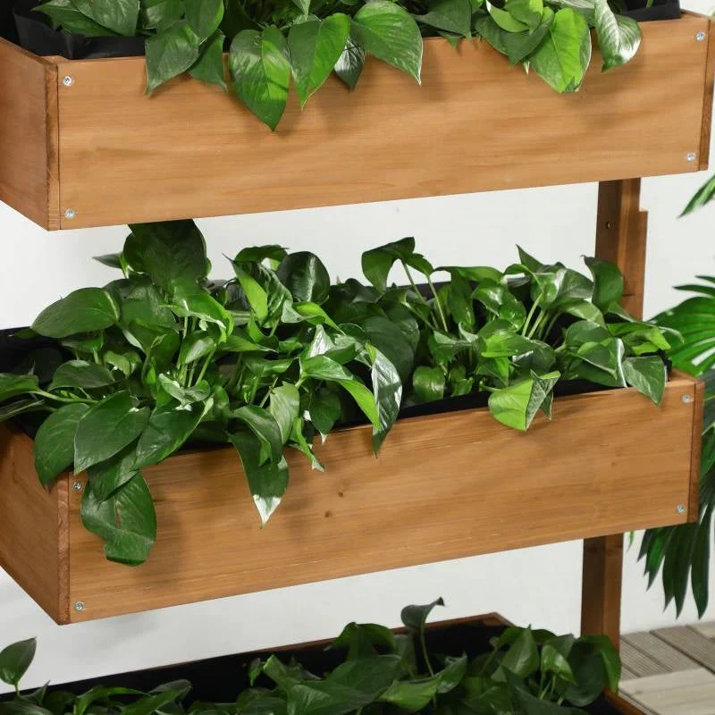 4 Tier Vertical Wooden Planter Box Raised Bed Natural - Image 3