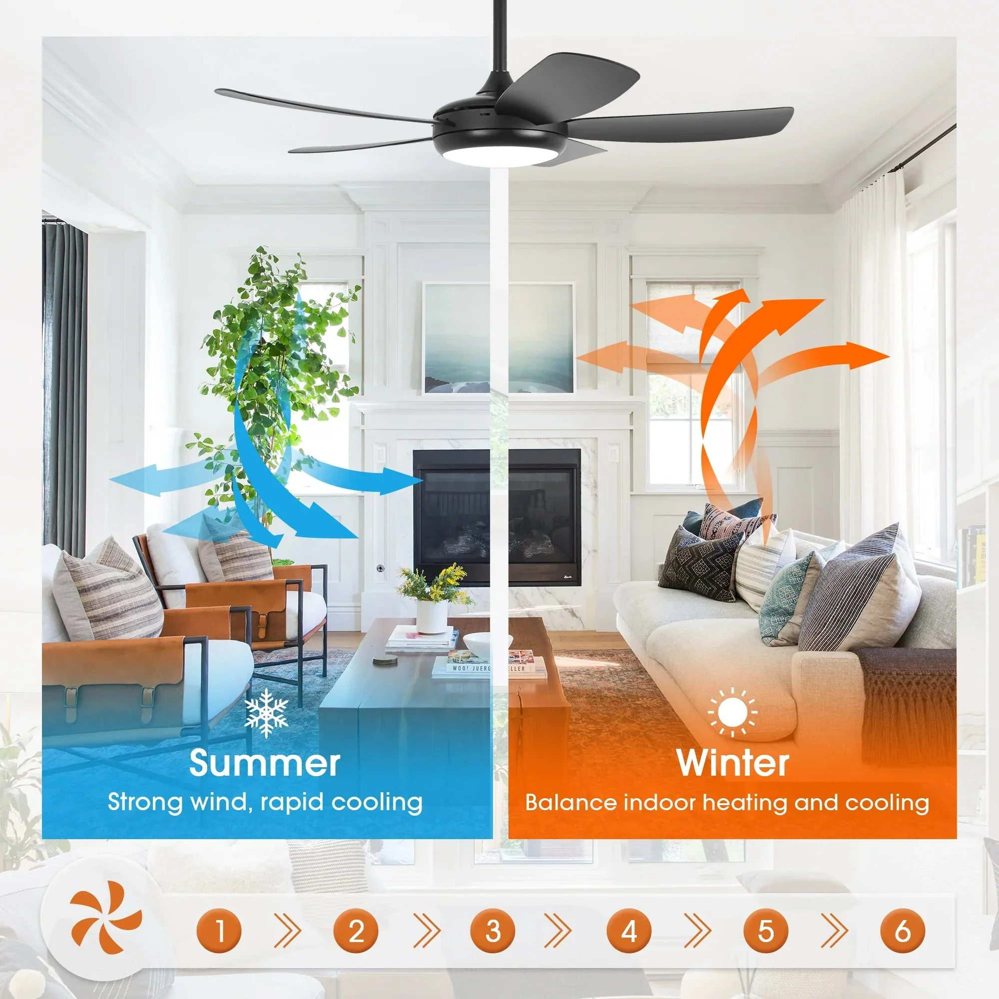 42 Inch Gladys Modern Black LED Ceiling Fan with Remote Control - Image 8