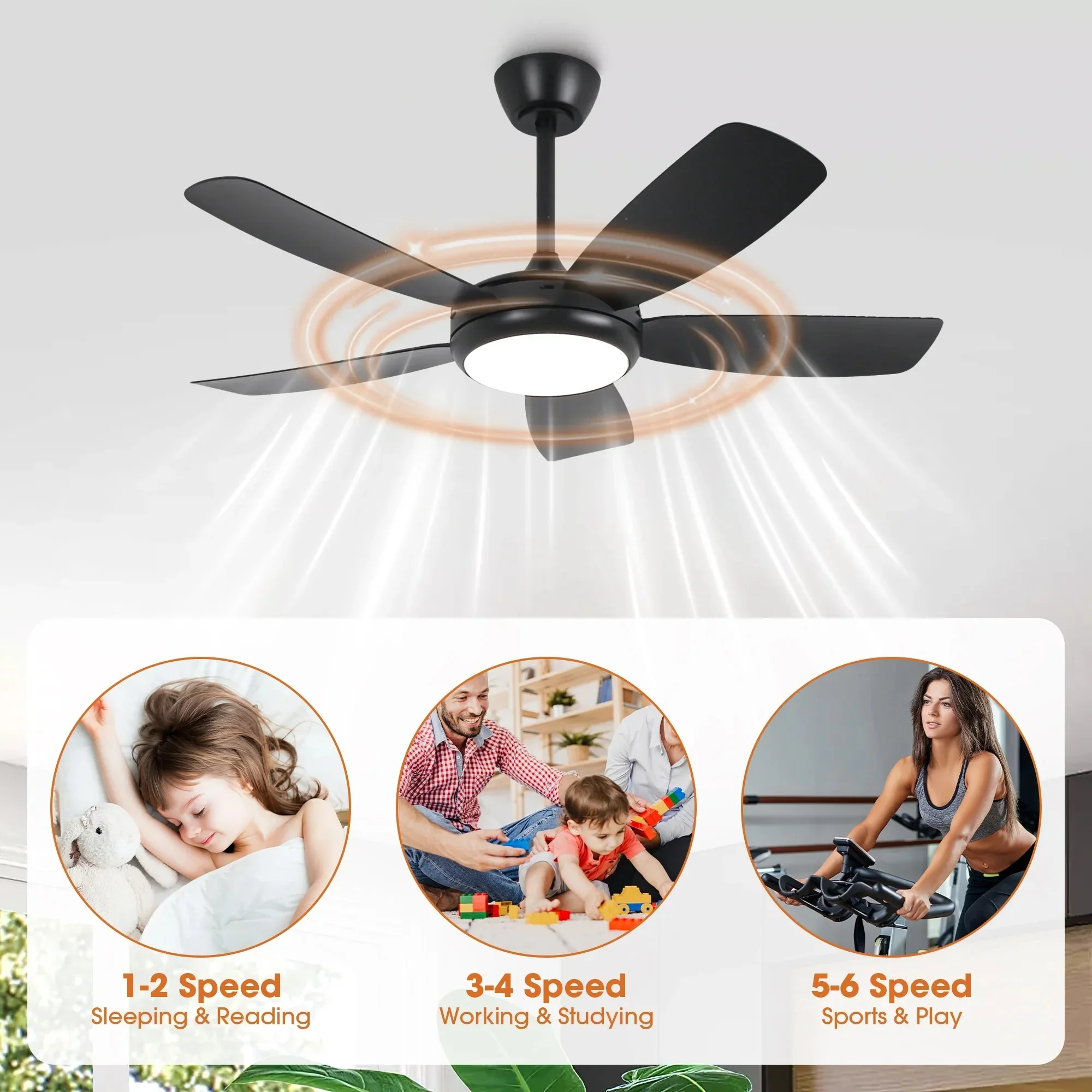 42 Inch Gladys Modern Black LED Ceiling Fan with Remote Control - Image 9