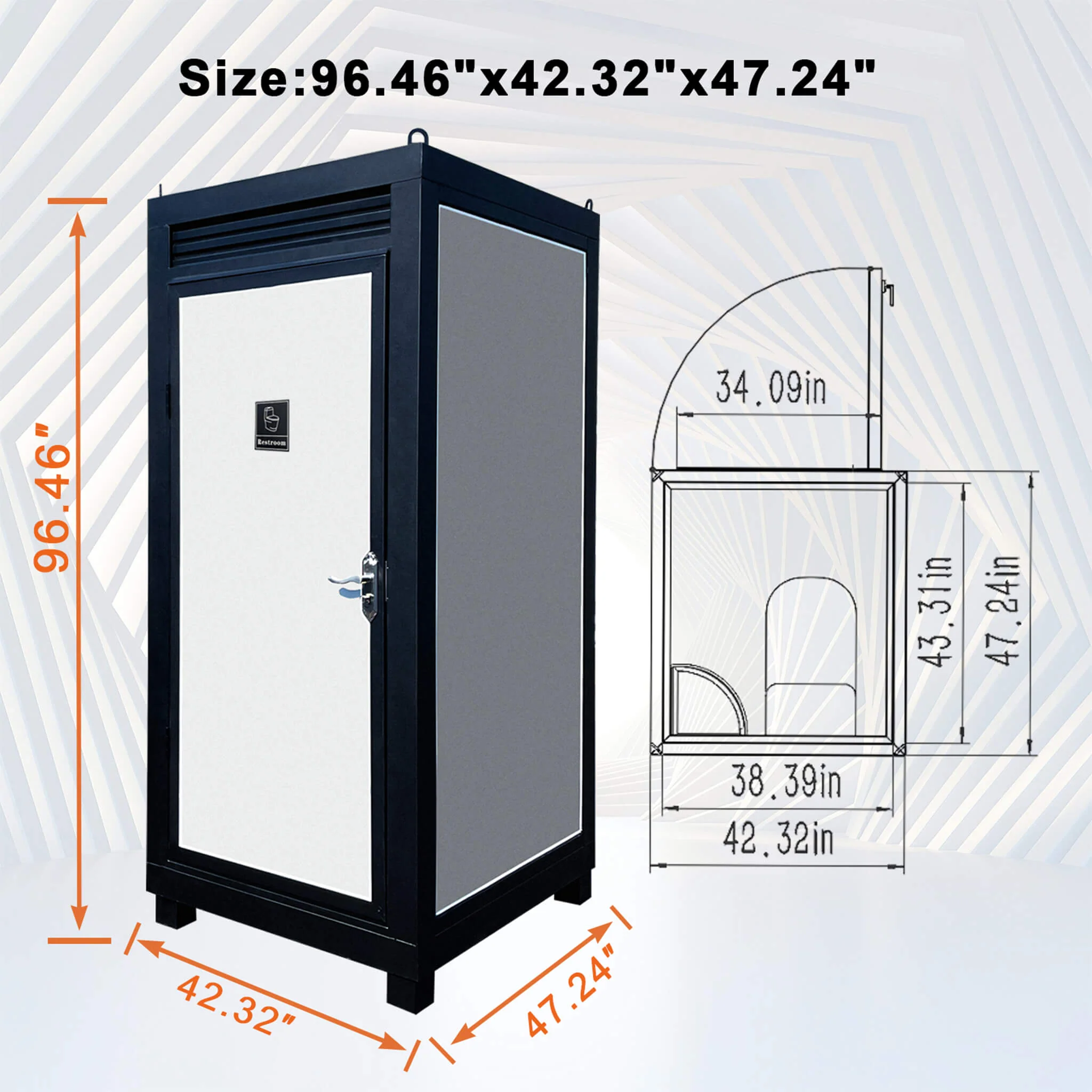 42-Inch One-Person Portable Outdoor Toilet Cabin With Light, Sink And Vent Fan (SAK45672) - Image 11