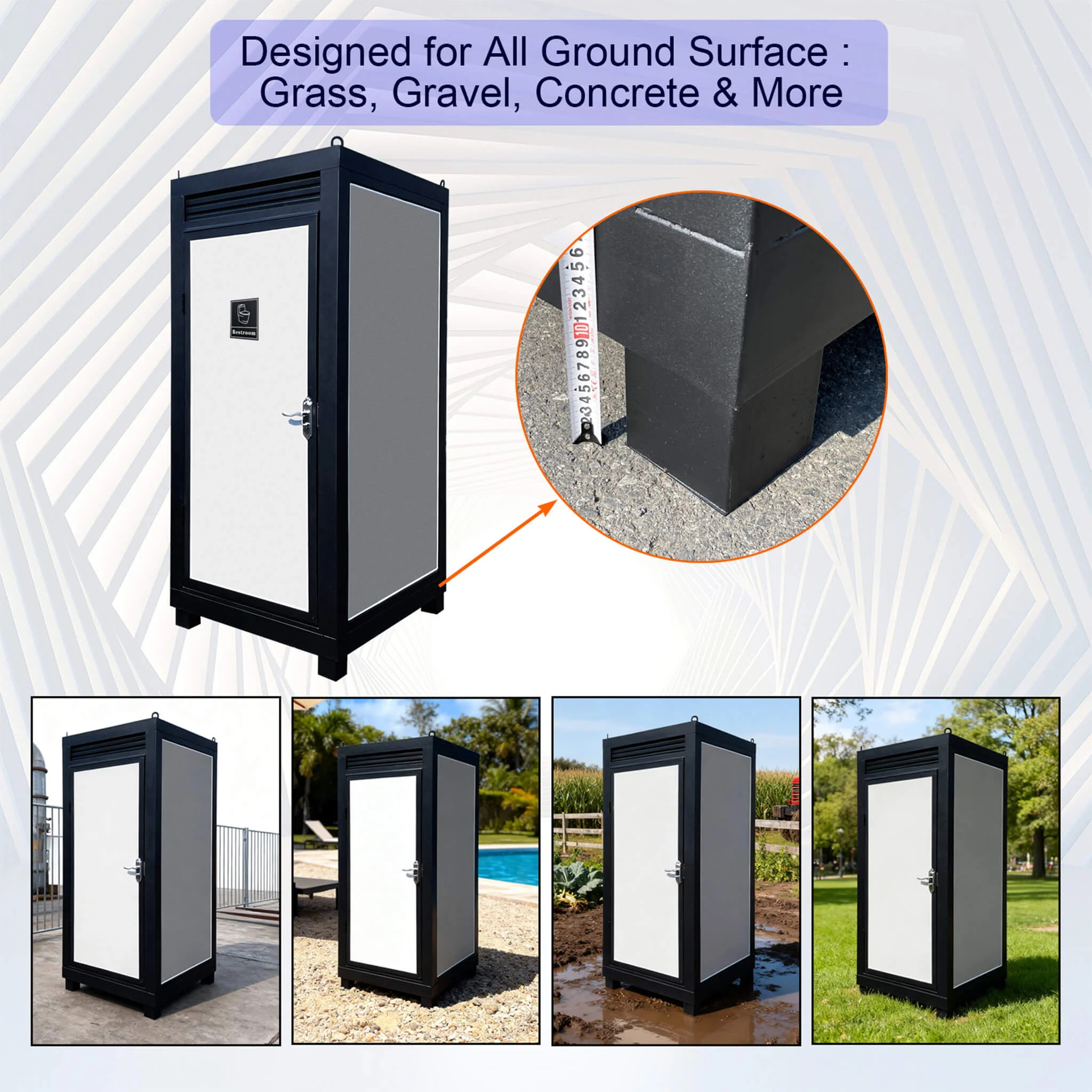 42-Inch One-Person Portable Outdoor Toilet Cabin With Light, Sink And Vent Fan (SAK45672) - Image 7