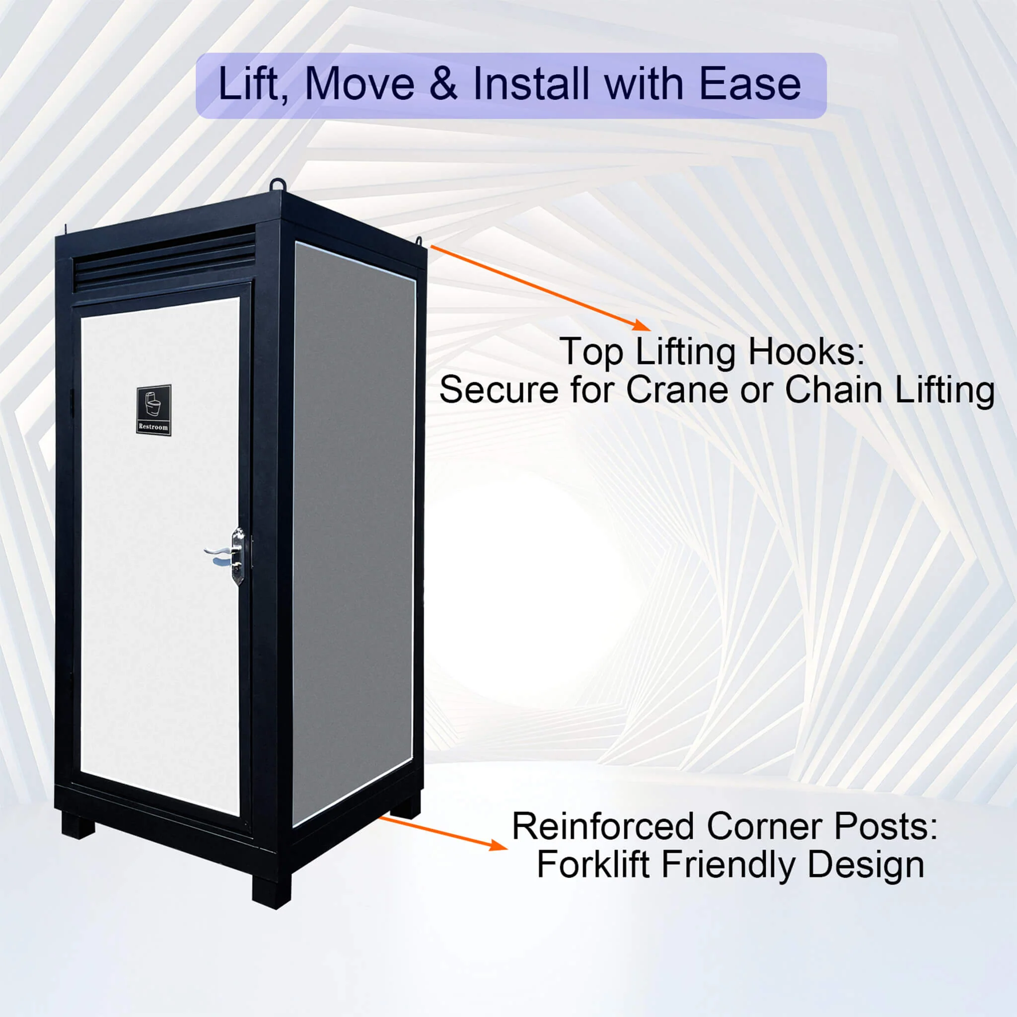 42-Inch One-Person Portable Outdoor Toilet Cabin With Light, Sink And Vent Fan (SAK45672) - Image 8