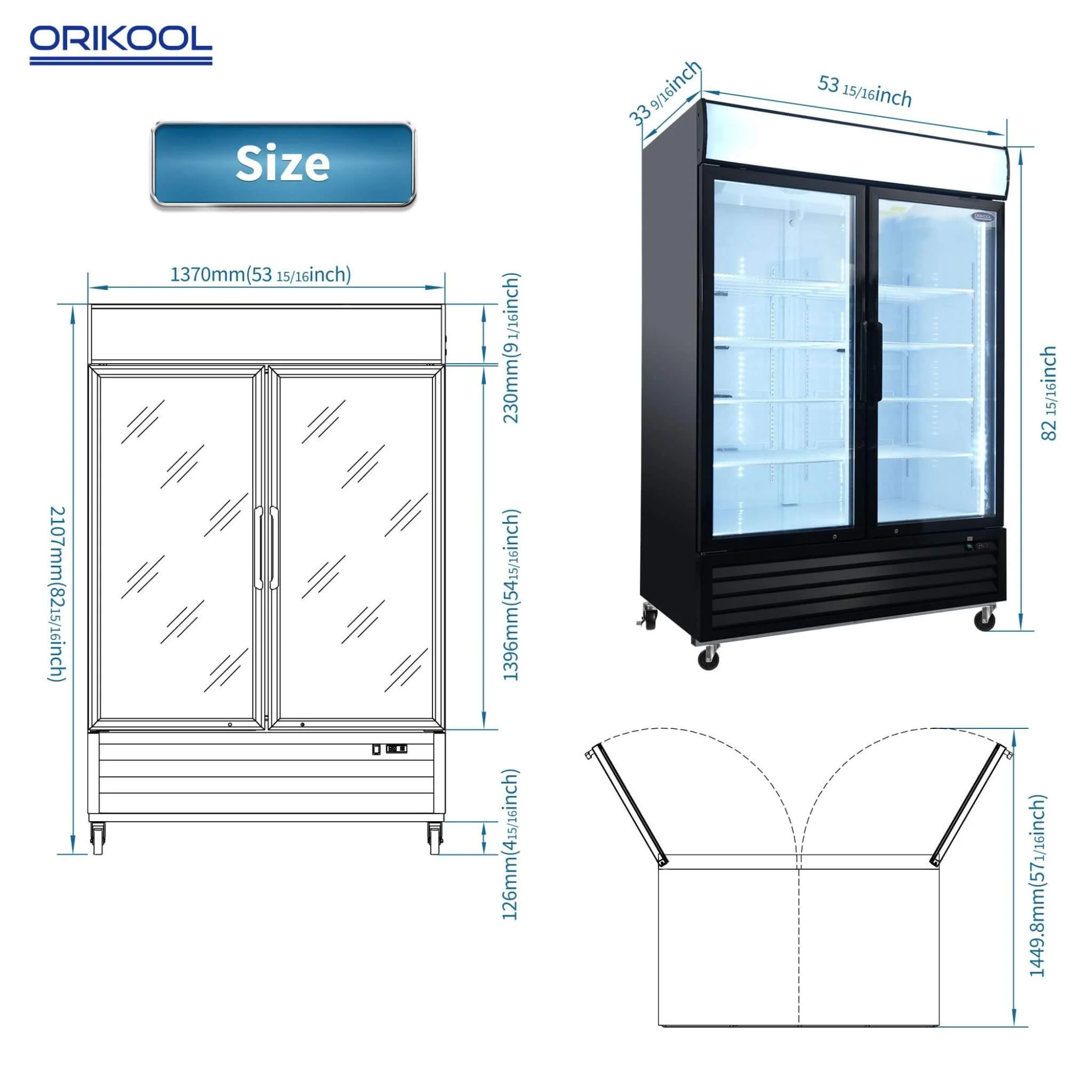 44.7 Cu.Ft Commercial Glass Door Merchandiser Freezer With LED Display (SAK39478) - Image 15