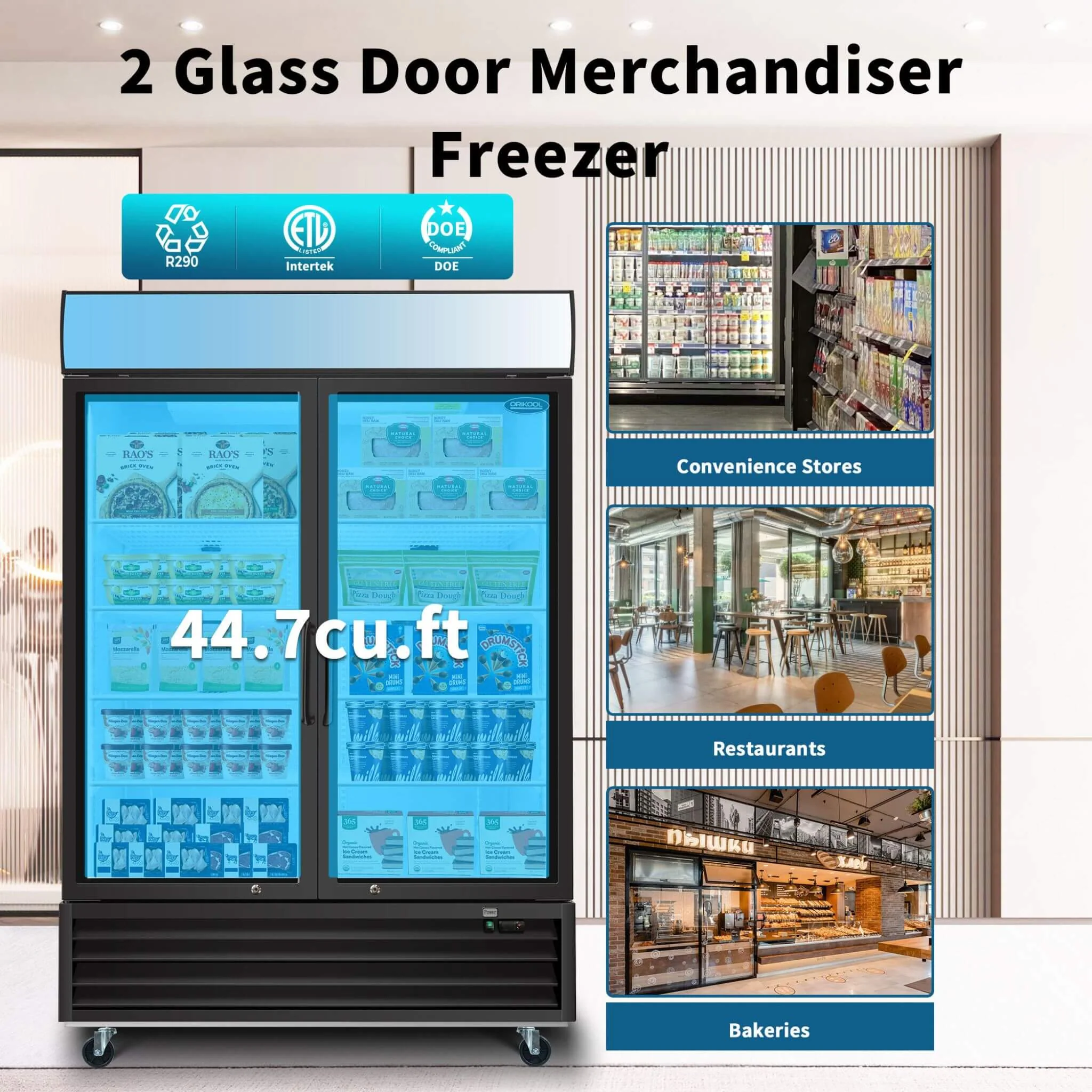 44.7 Cu.Ft Commercial Glass Door Merchandiser Freezer With LED Display (SAK39478) - Image 5