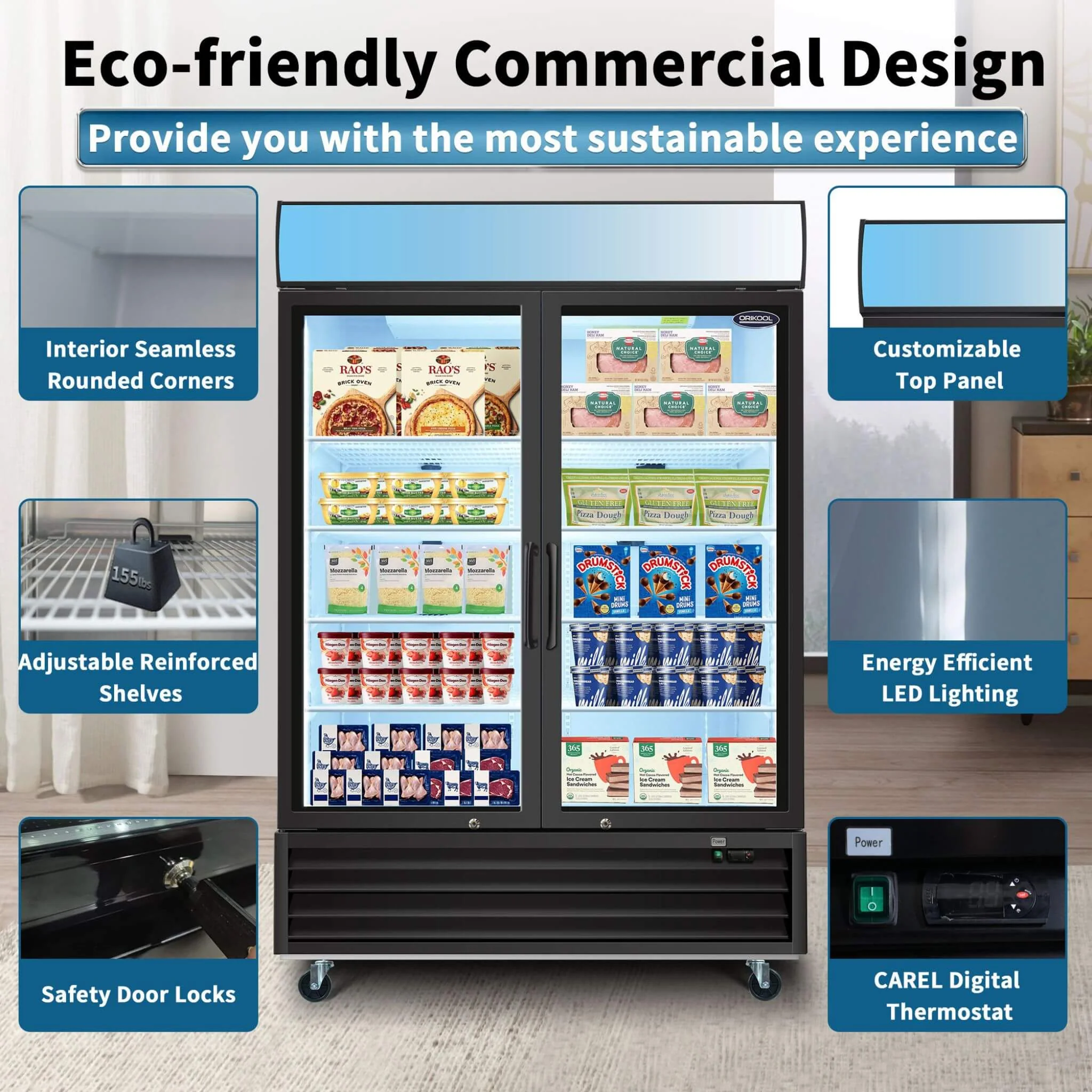 44.7 Cu.Ft Commercial Glass Door Merchandiser Freezer With LED Display (SAK39478) - Image 6