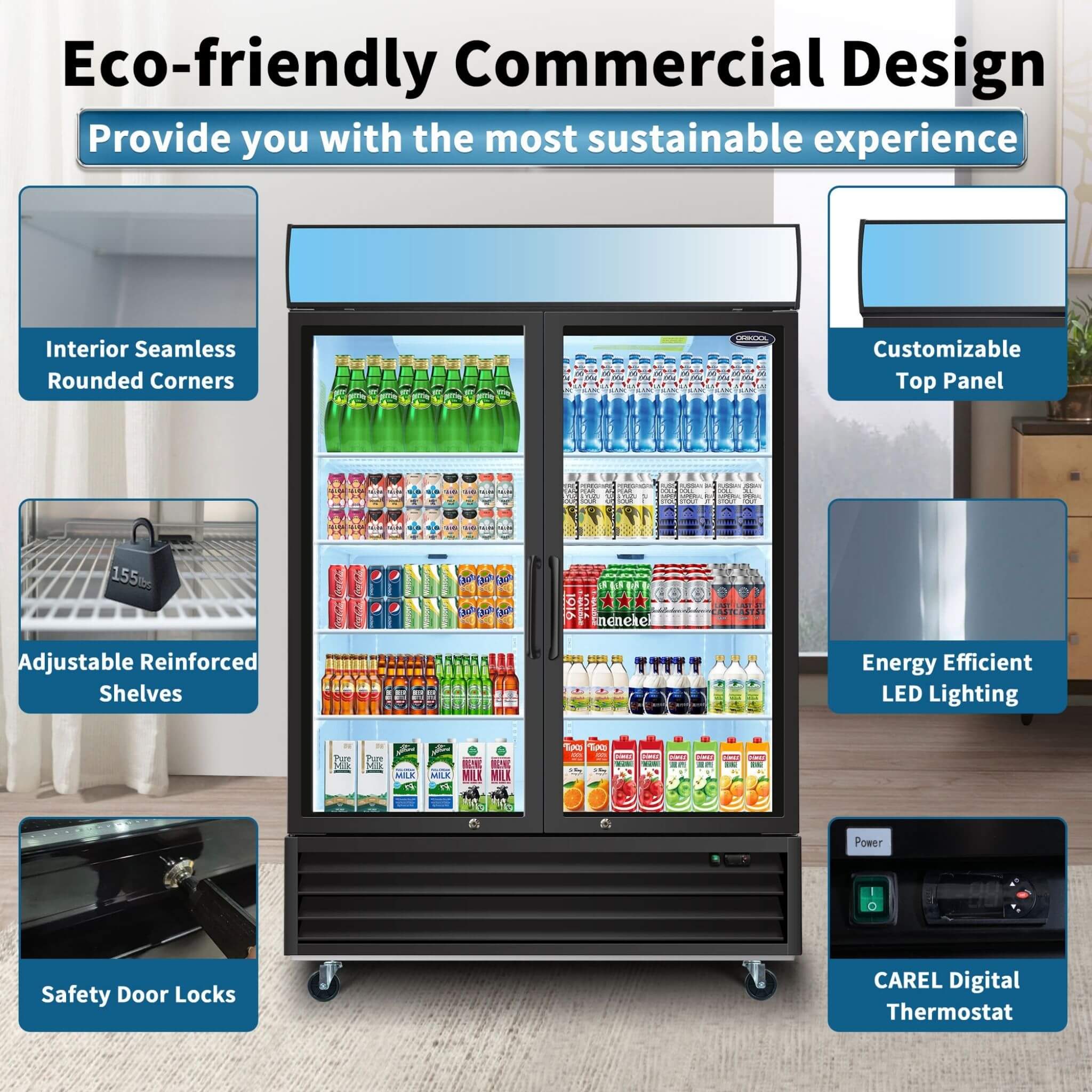 44.7 Cu.Ft Double-Door Commercial Display Merchandising Refrigerator (SAK54692) - Image 6