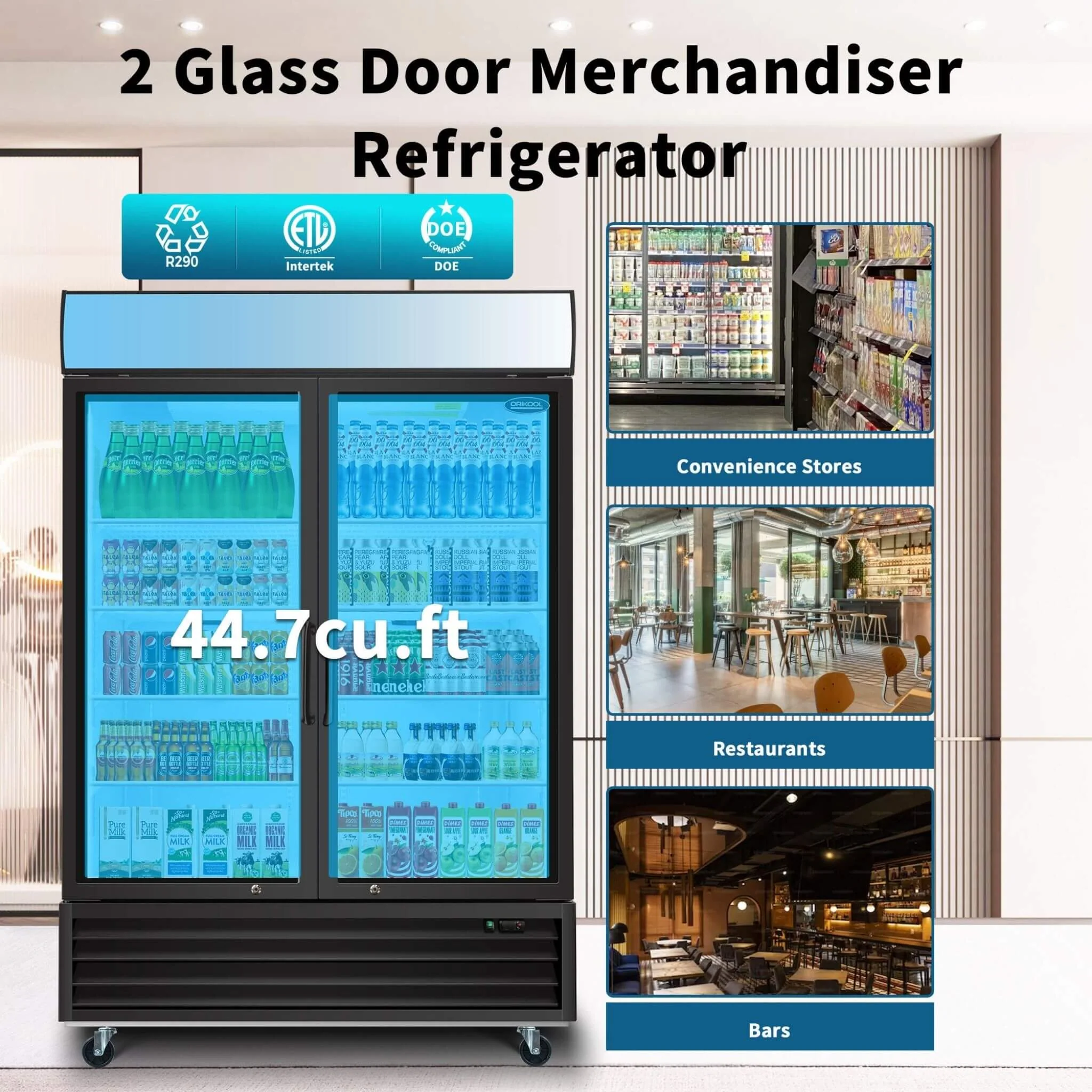 44.7 Cu.Ft Double-Door Commercial Display Merchandising Refrigerator (SAK54692) - Image 7