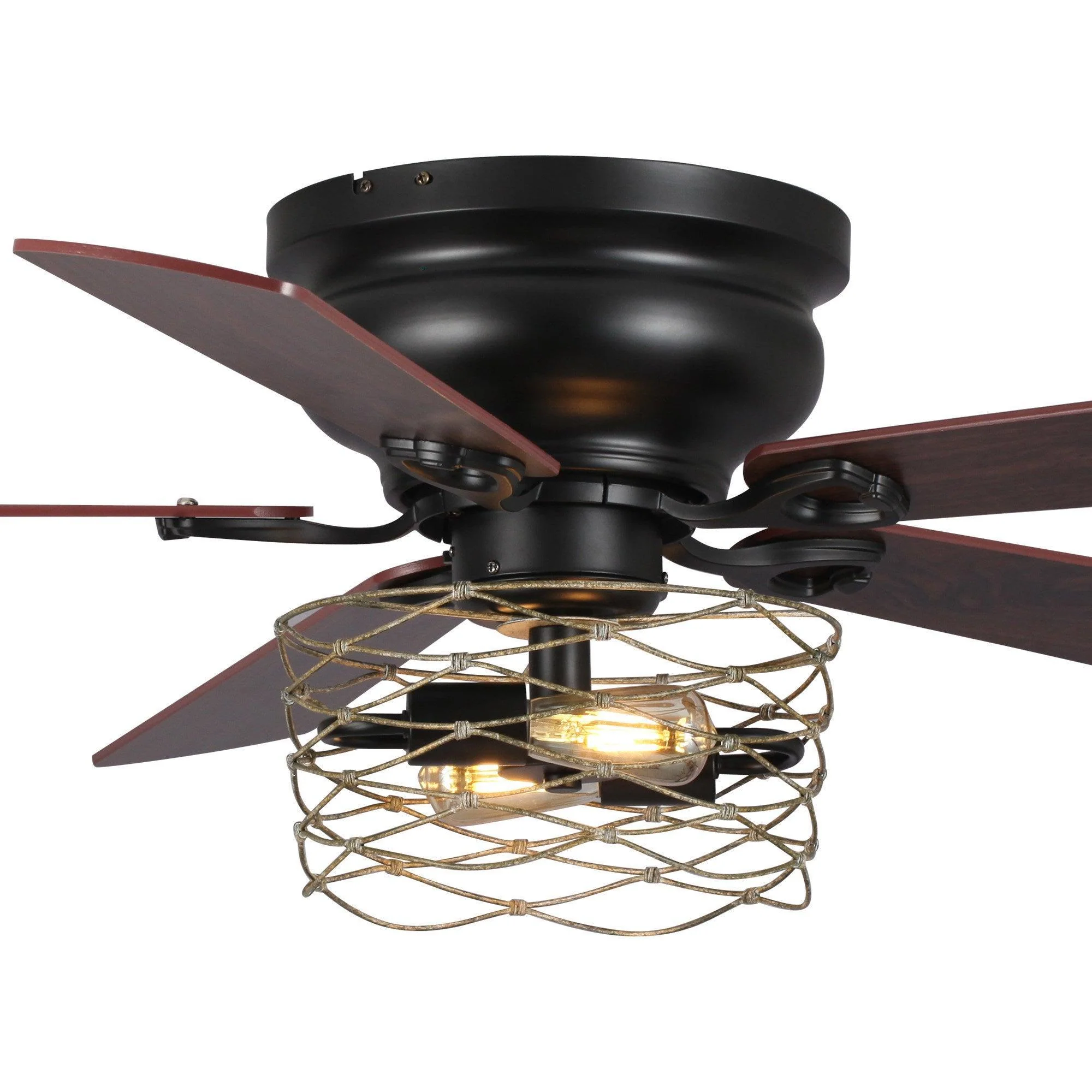 48" Athens Farmhouse Flush Mount Reversible Ceiling Fan with Lighting and Remote Control - Image 13