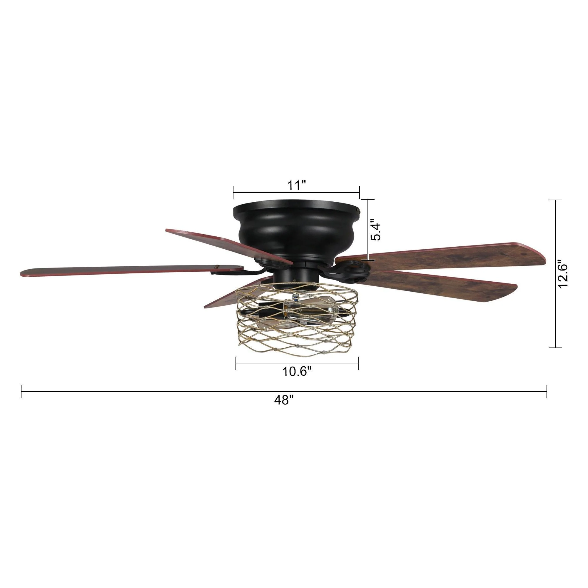 48" Athens Farmhouse Flush Mount Reversible Ceiling Fan with Lighting and Remote Control - Image 28