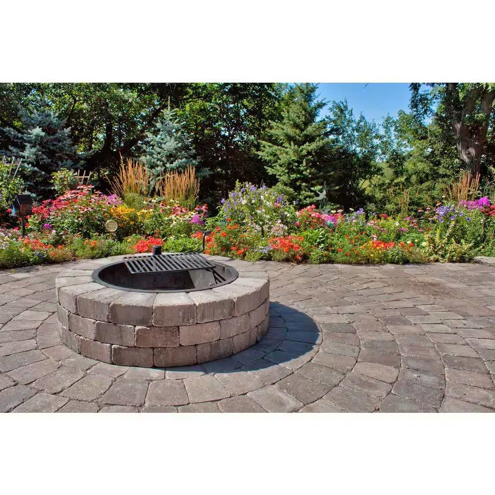 48-in Outdoor Round Concrete Block Stone Fire Pit Kit with Cooking Grill Grate - Image 3