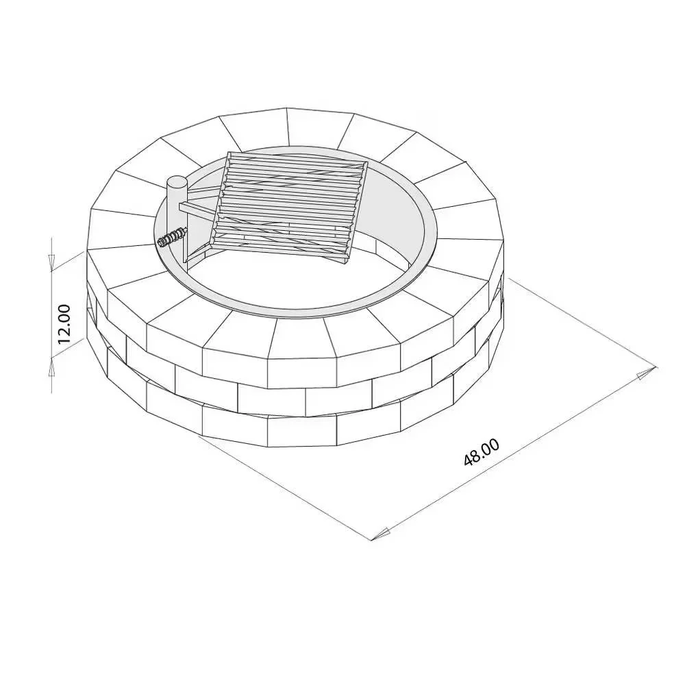 48-in Outdoor Round Concrete Block Stone Fire Pit Kit with Cooking Grill Grate - Image 5