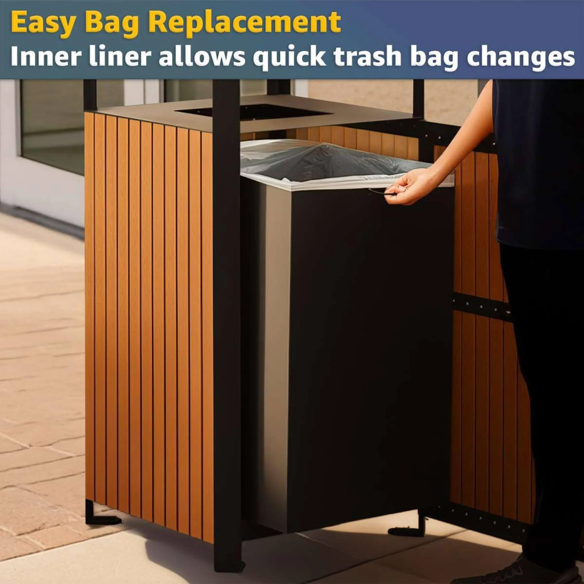 49-Gallon Heavy-Duty Commercial Outdoor Trash Can With Covered Top (SAK72136) - Image 3