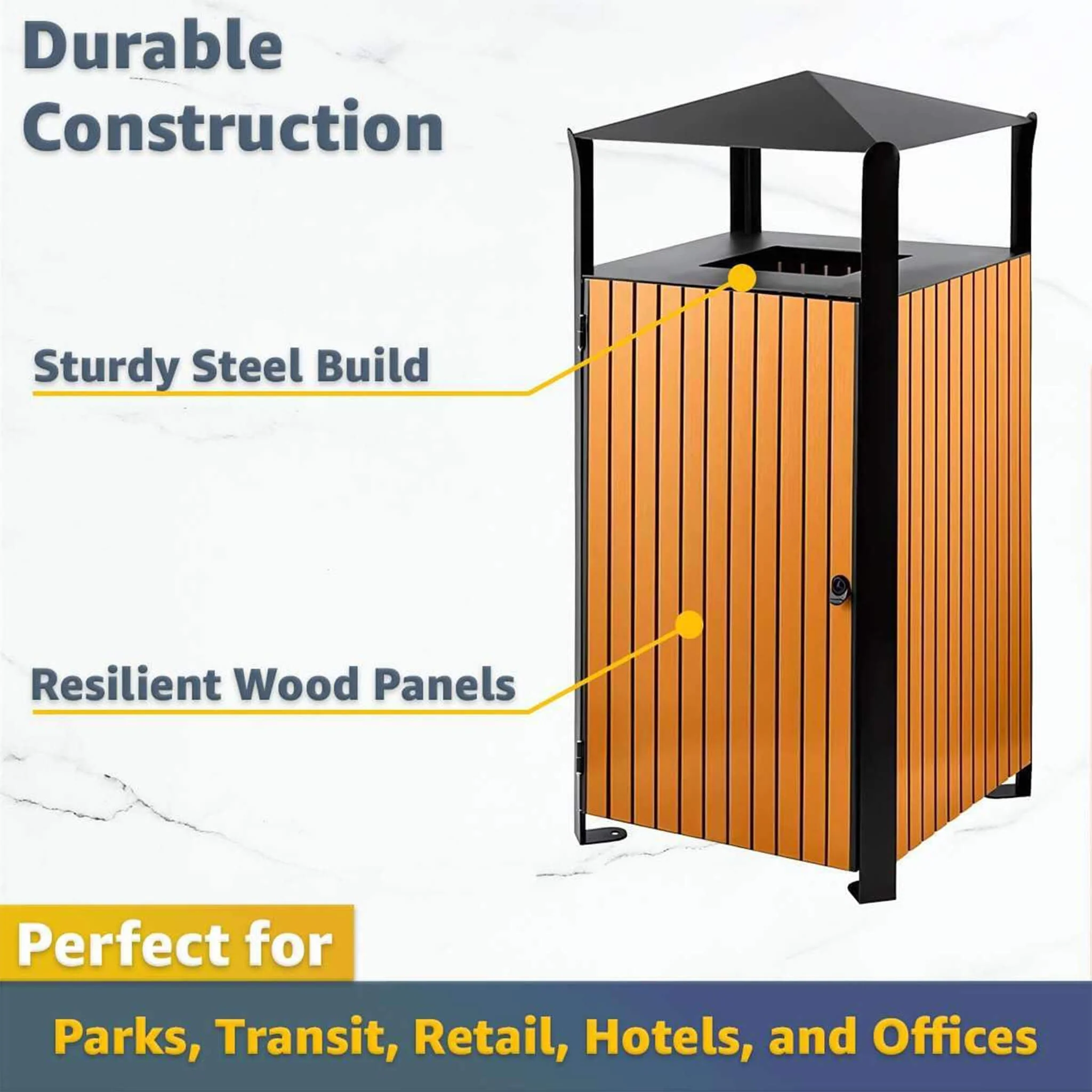 49-Gallon Heavy-Duty Commercial Outdoor Trash Can With Covered Top (SAK72136) - Image 5