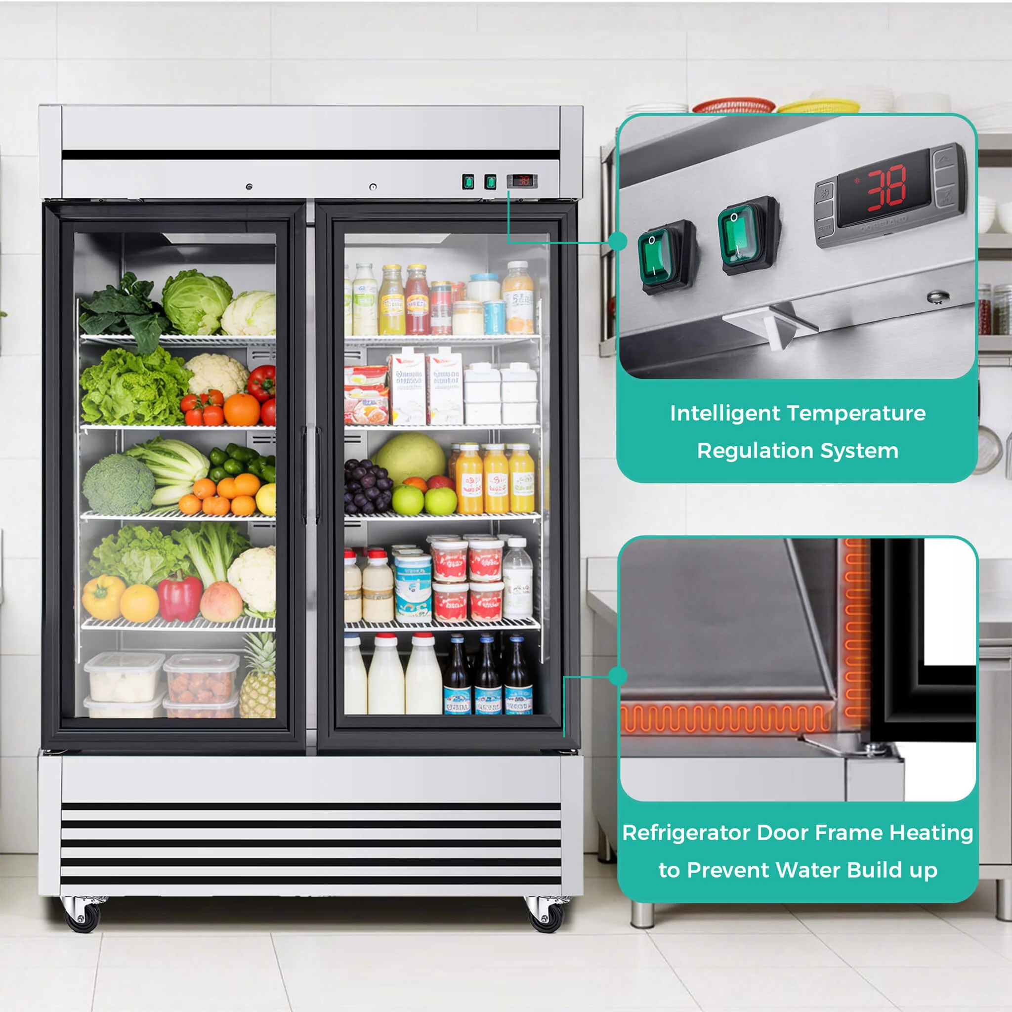 49-Inch Upright Commercial Reach-In Display Refrigerator (SAK16785) - Image 7