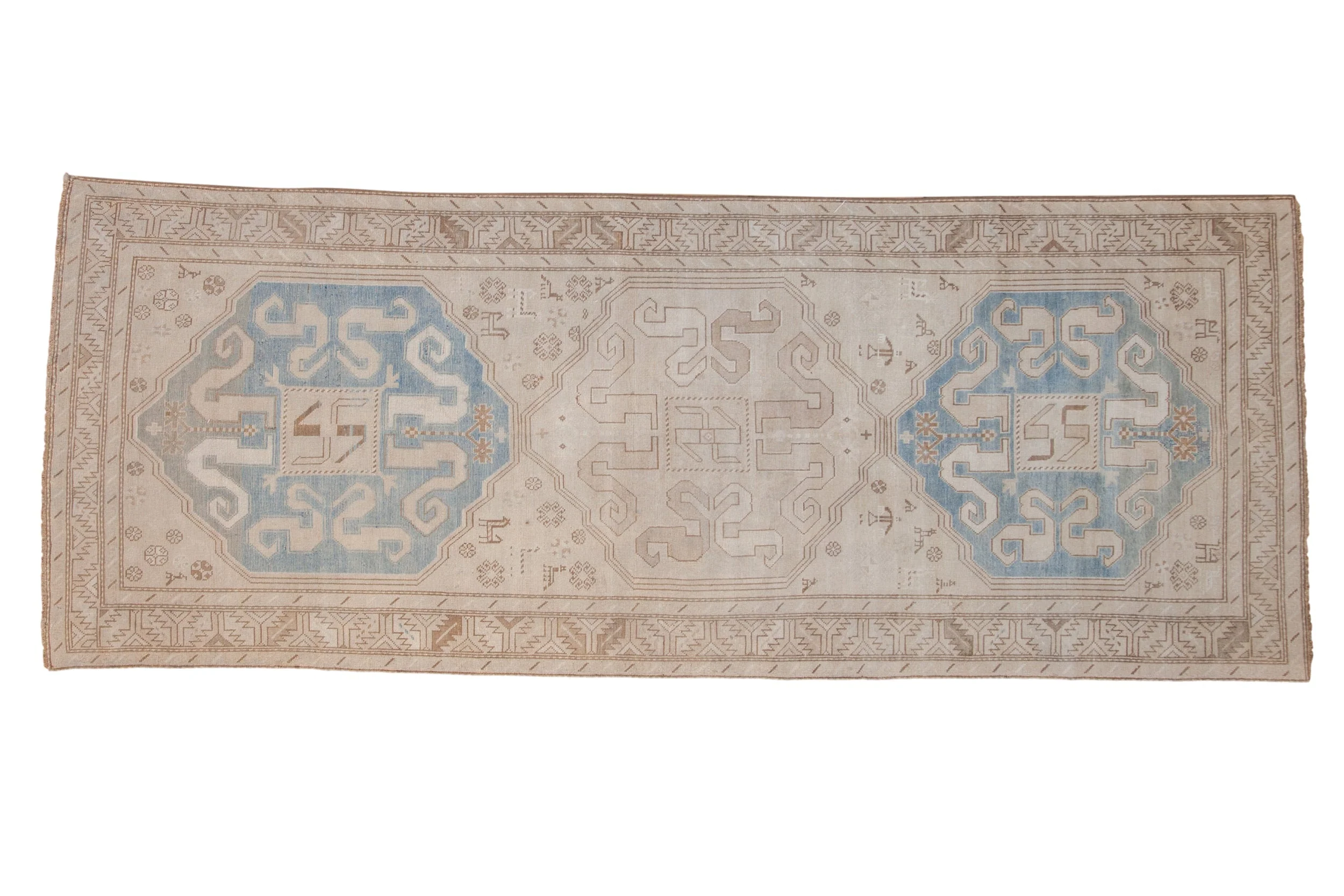 4x10.5 Vintage Distressed Caucasian Rug Runner
