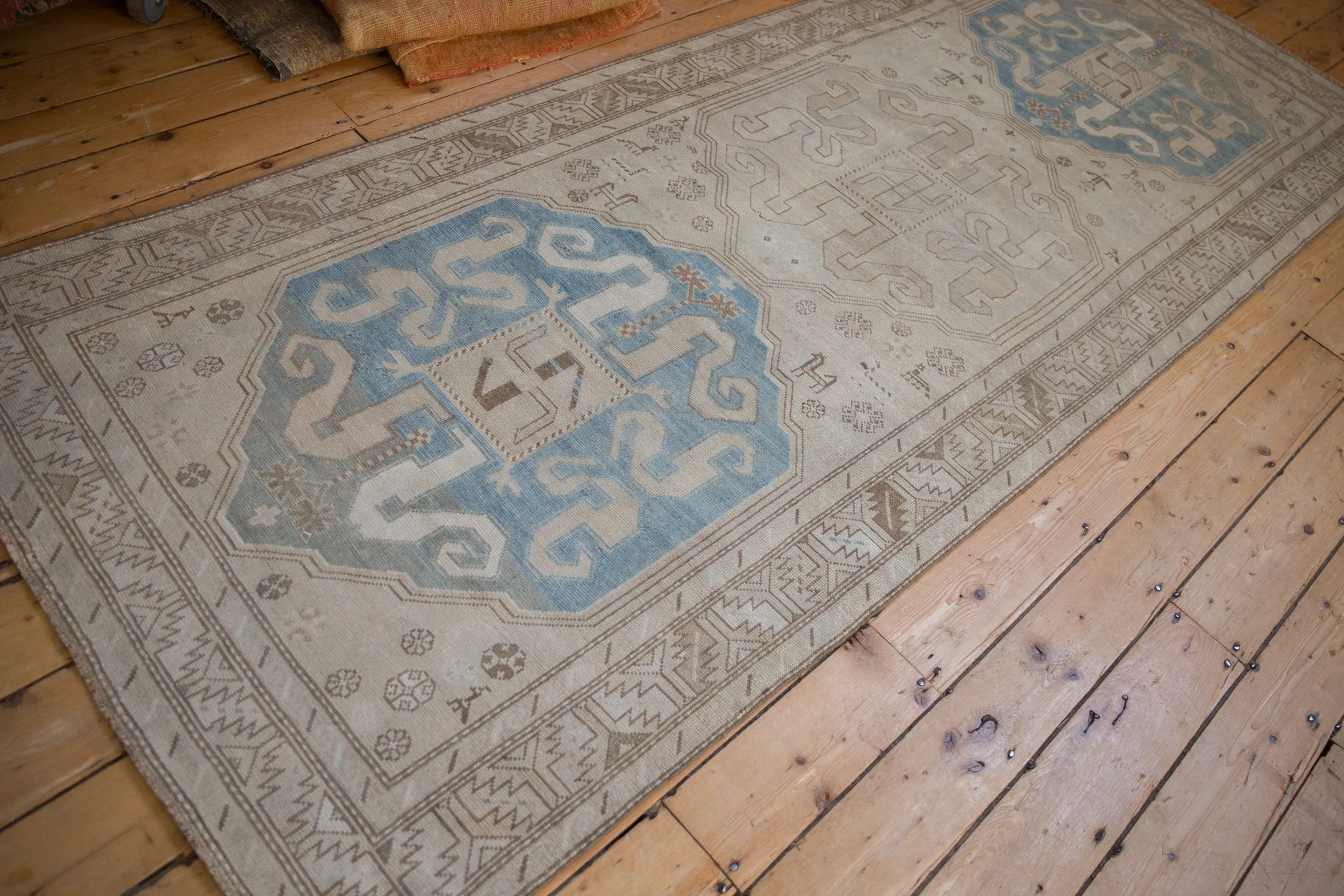 4x10.5 Vintage Distressed Caucasian Rug Runner - Image 10