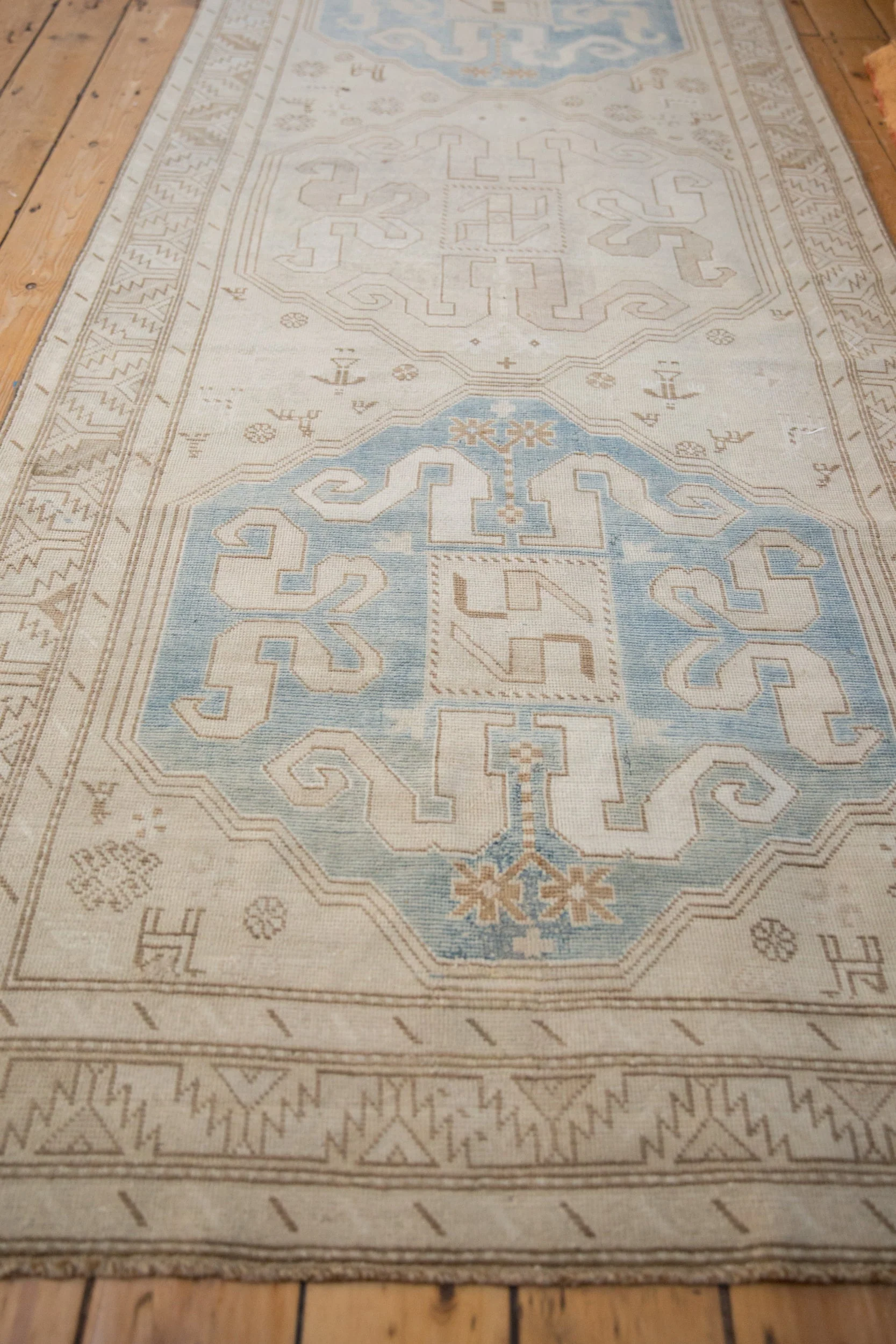 4x10.5 Vintage Distressed Caucasian Rug Runner - Image 5