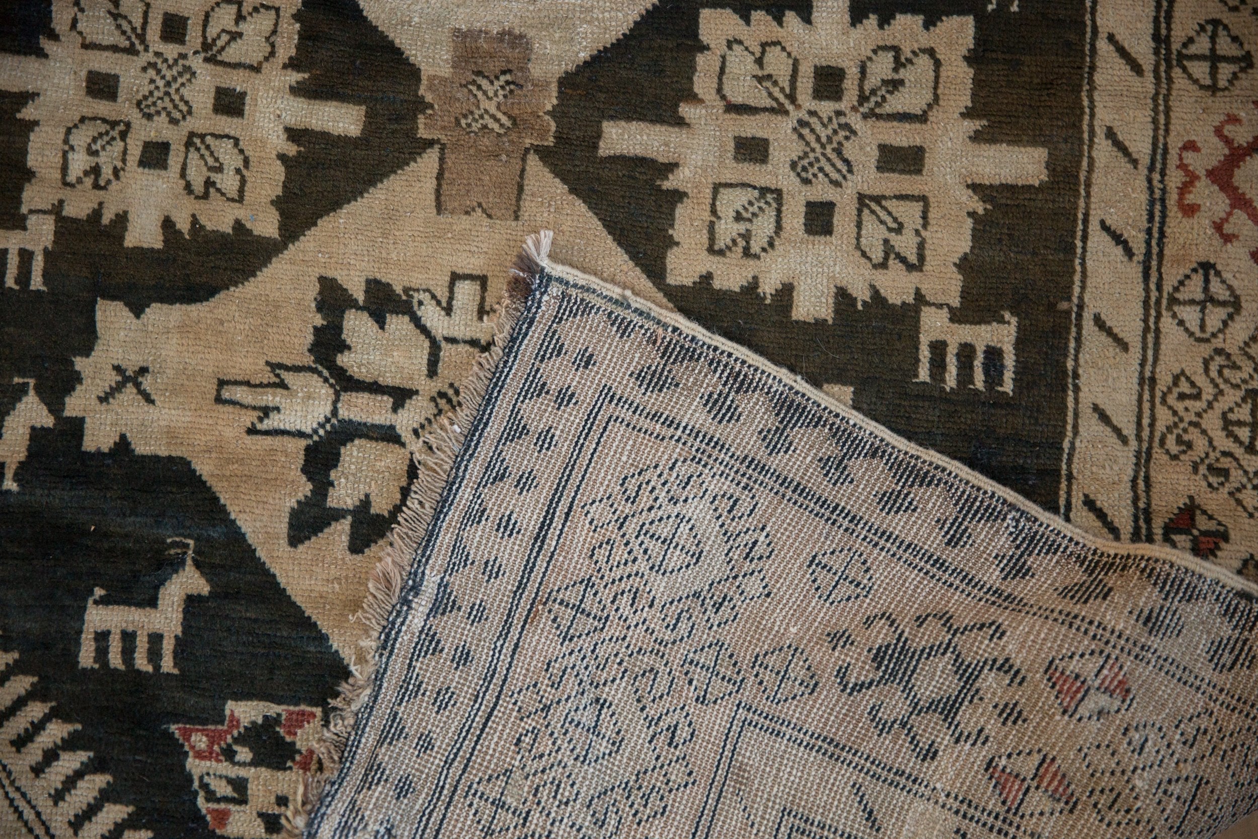 4x10.5 Vintage Distressed Karabagh Rug Runner - Image 10
