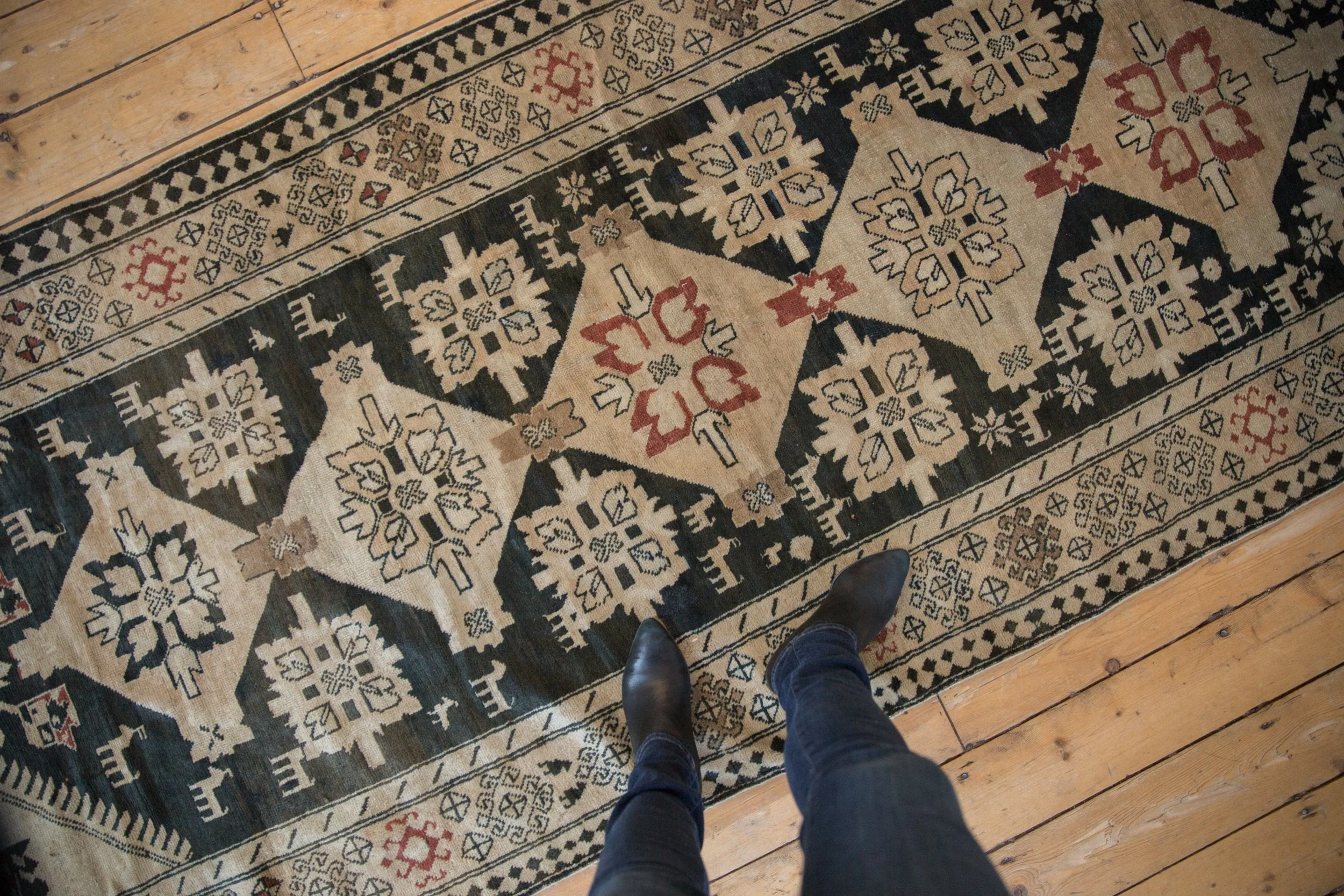 4x10.5 Vintage Distressed Karabagh Rug Runner - Image 2