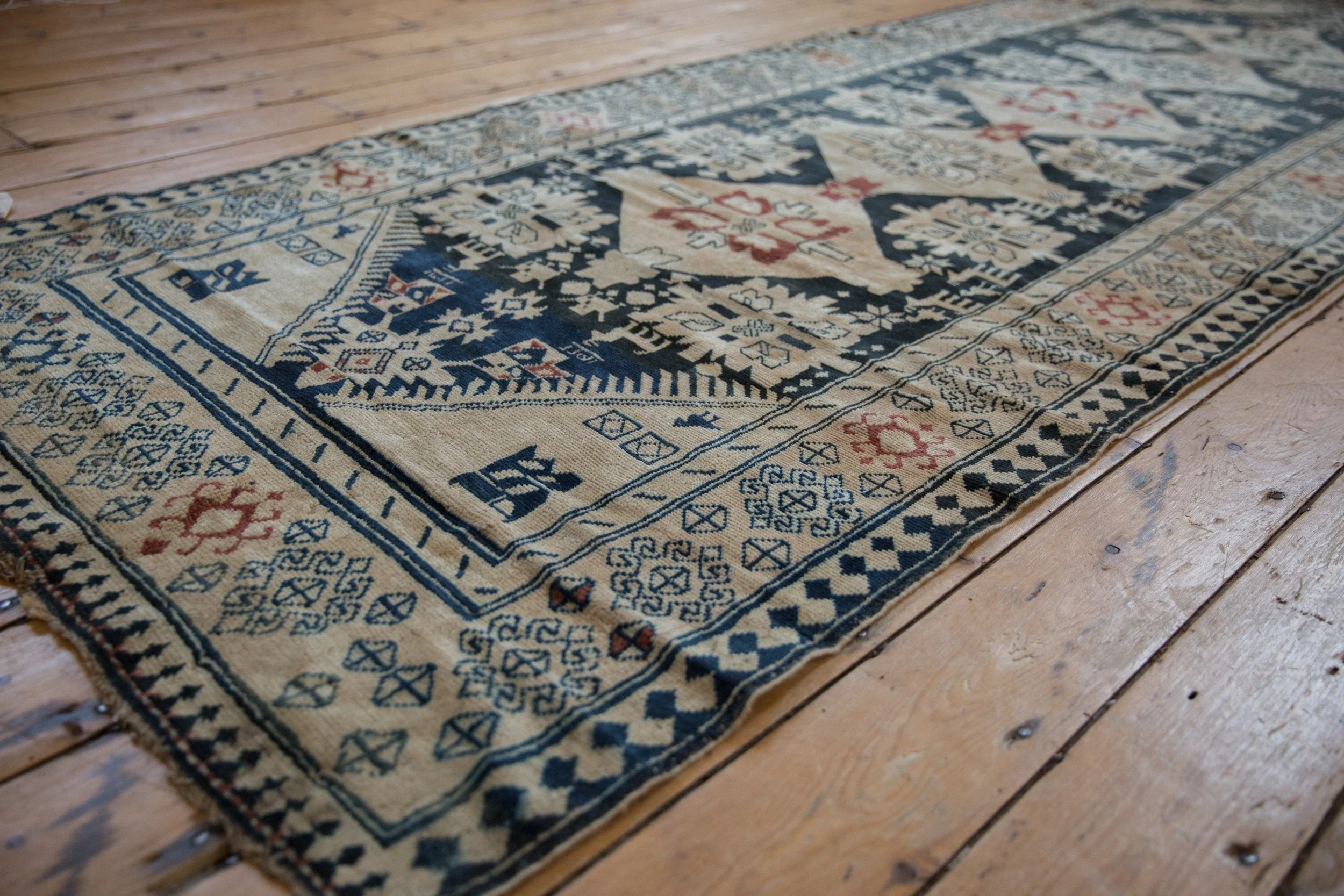4x10.5 Vintage Distressed Karabagh Rug Runner - Image 3