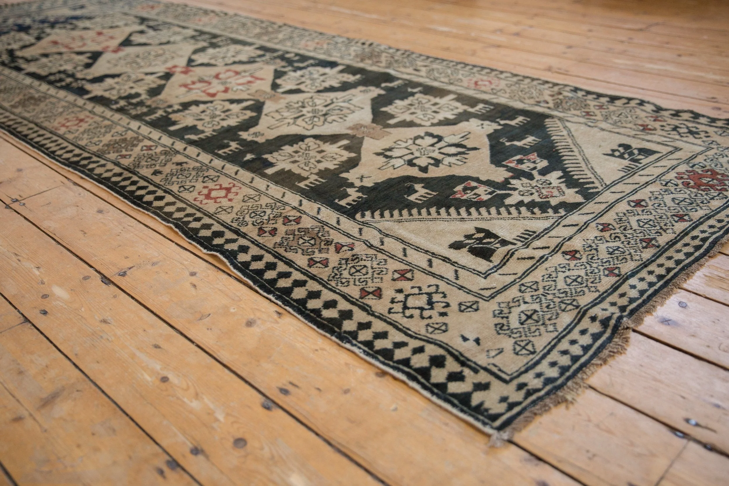 4x10.5 Vintage Distressed Karabagh Rug Runner - Image 6