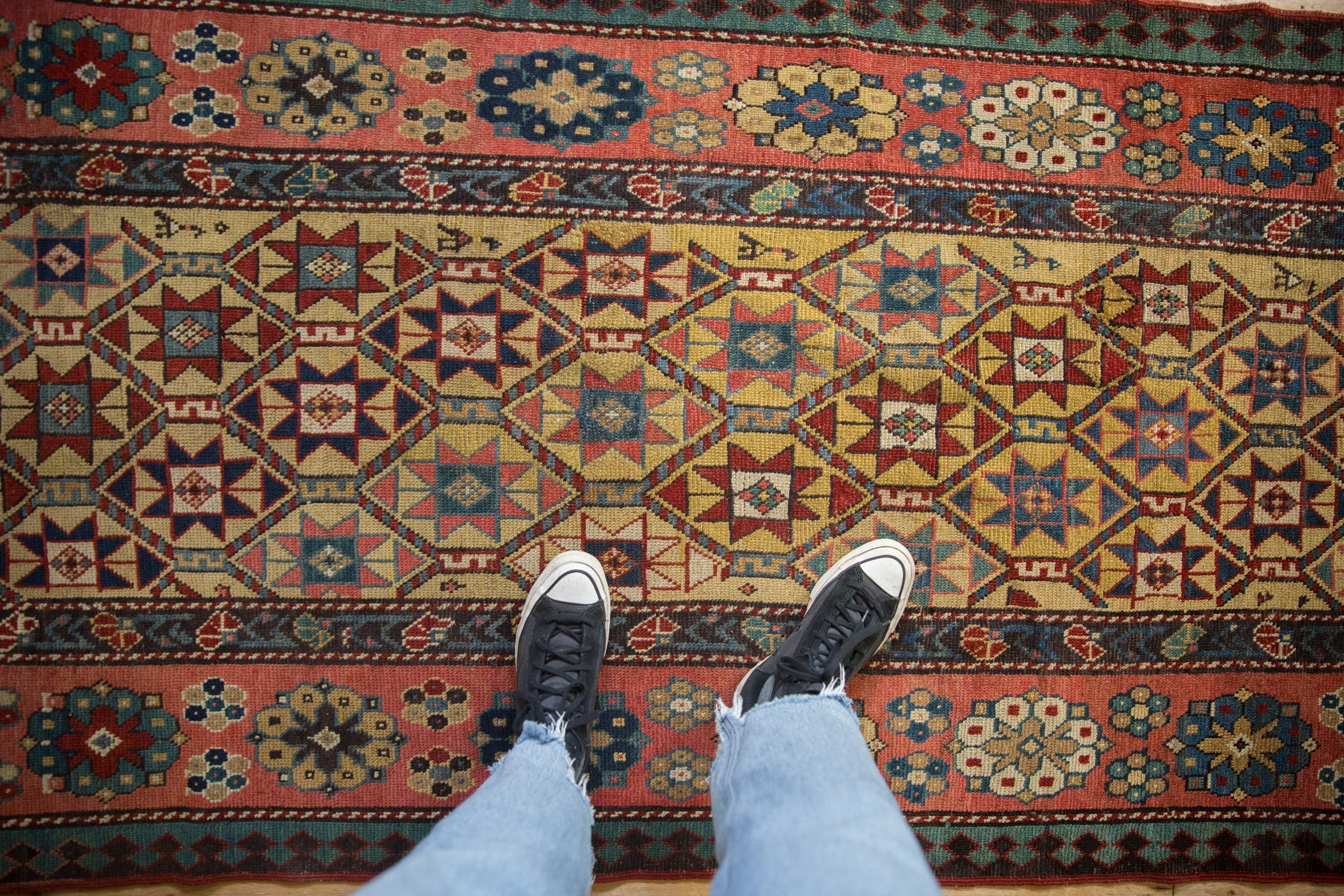4x11.5 Antique Kazak Rug Runner - Image 2