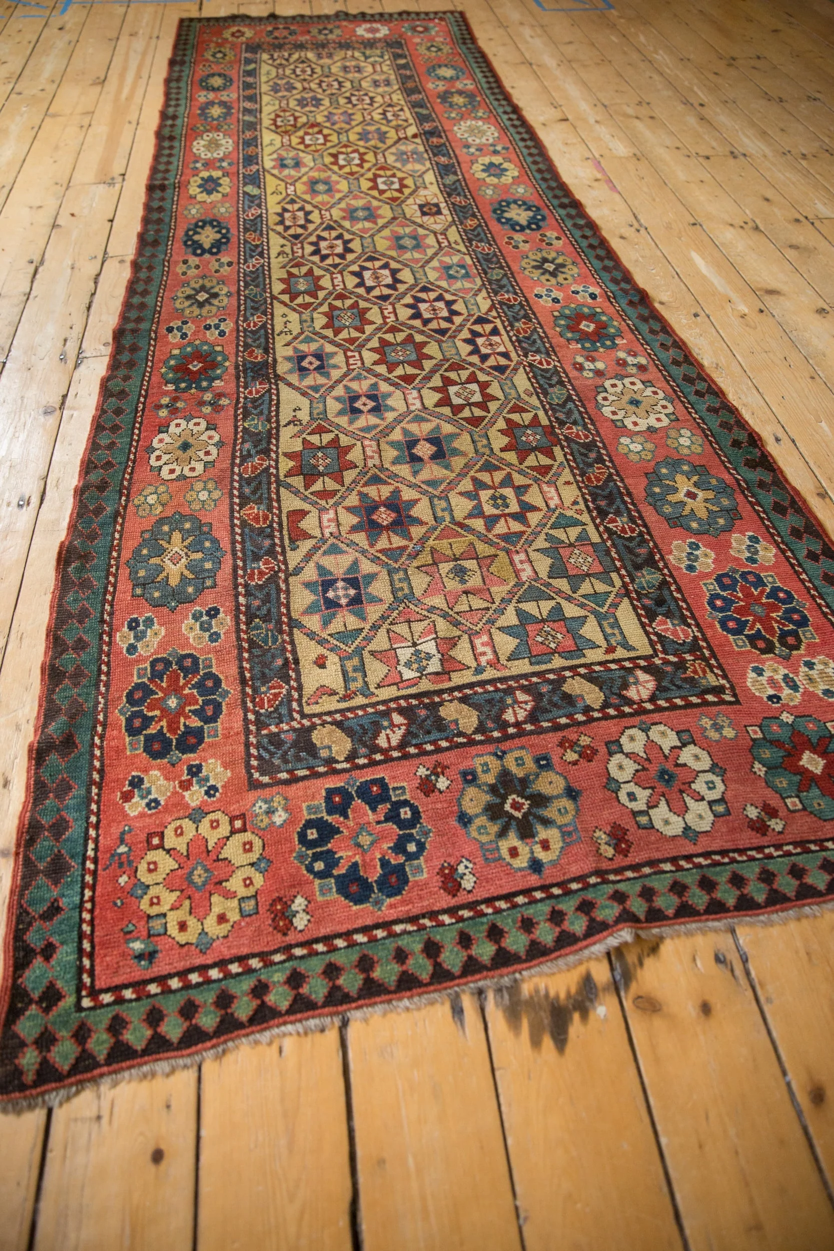 4x11.5 Antique Kazak Rug Runner - Image 7