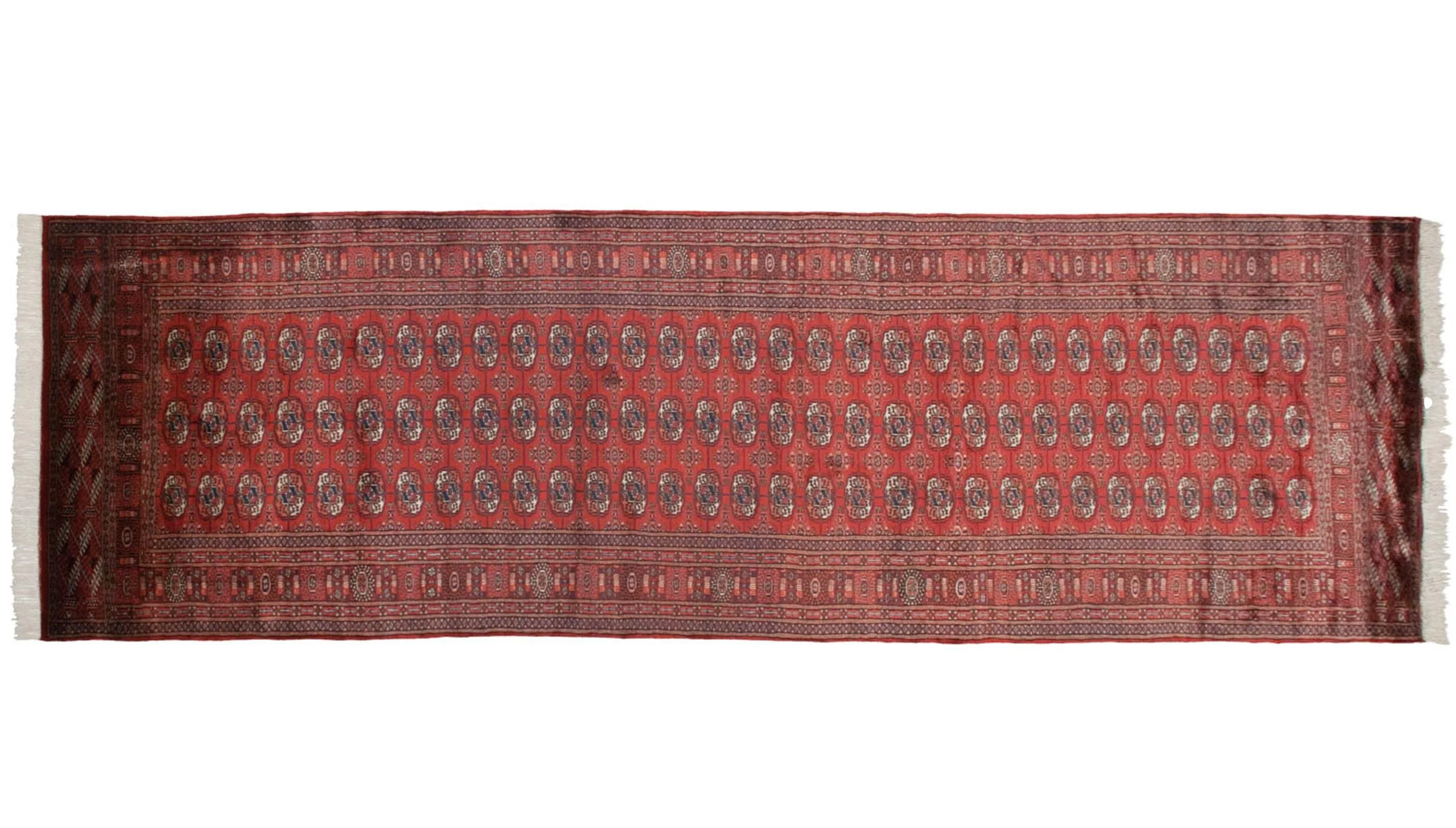 4x13.5 Vintage Fine Bokhara Rug Runner - Image 11