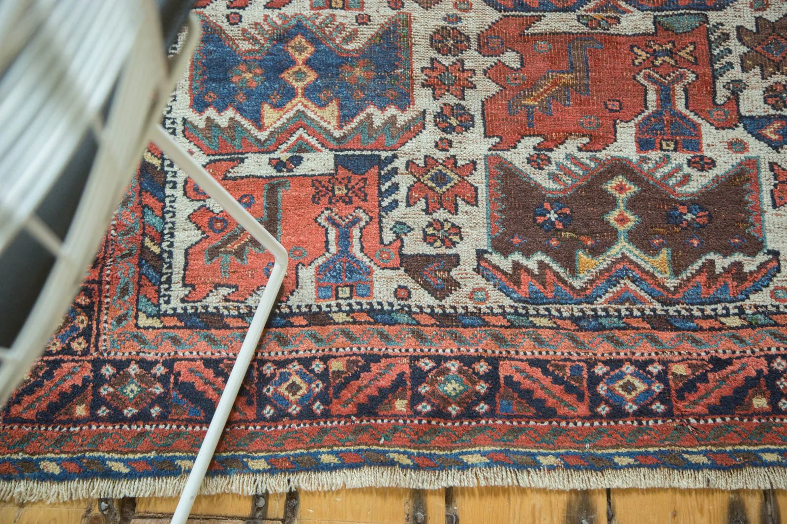 4x4.5 Antique Afshar Square Rug - Image 4