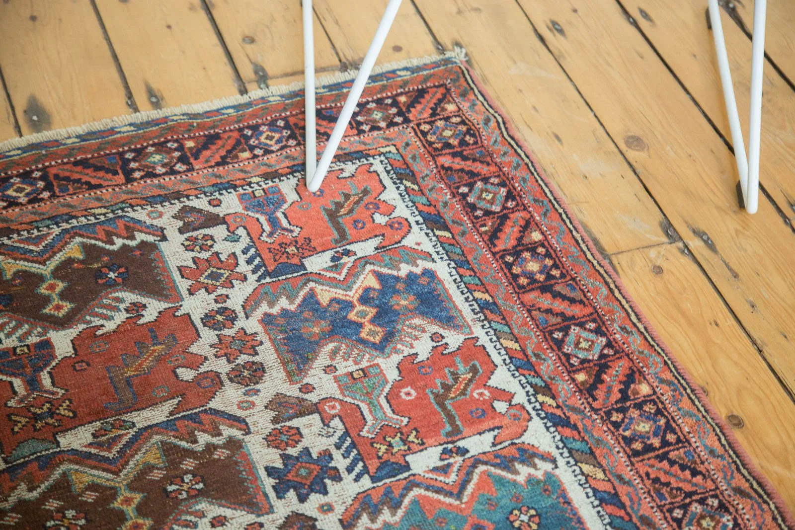 4x4.5 Antique Afshar Square Rug - Image 5
