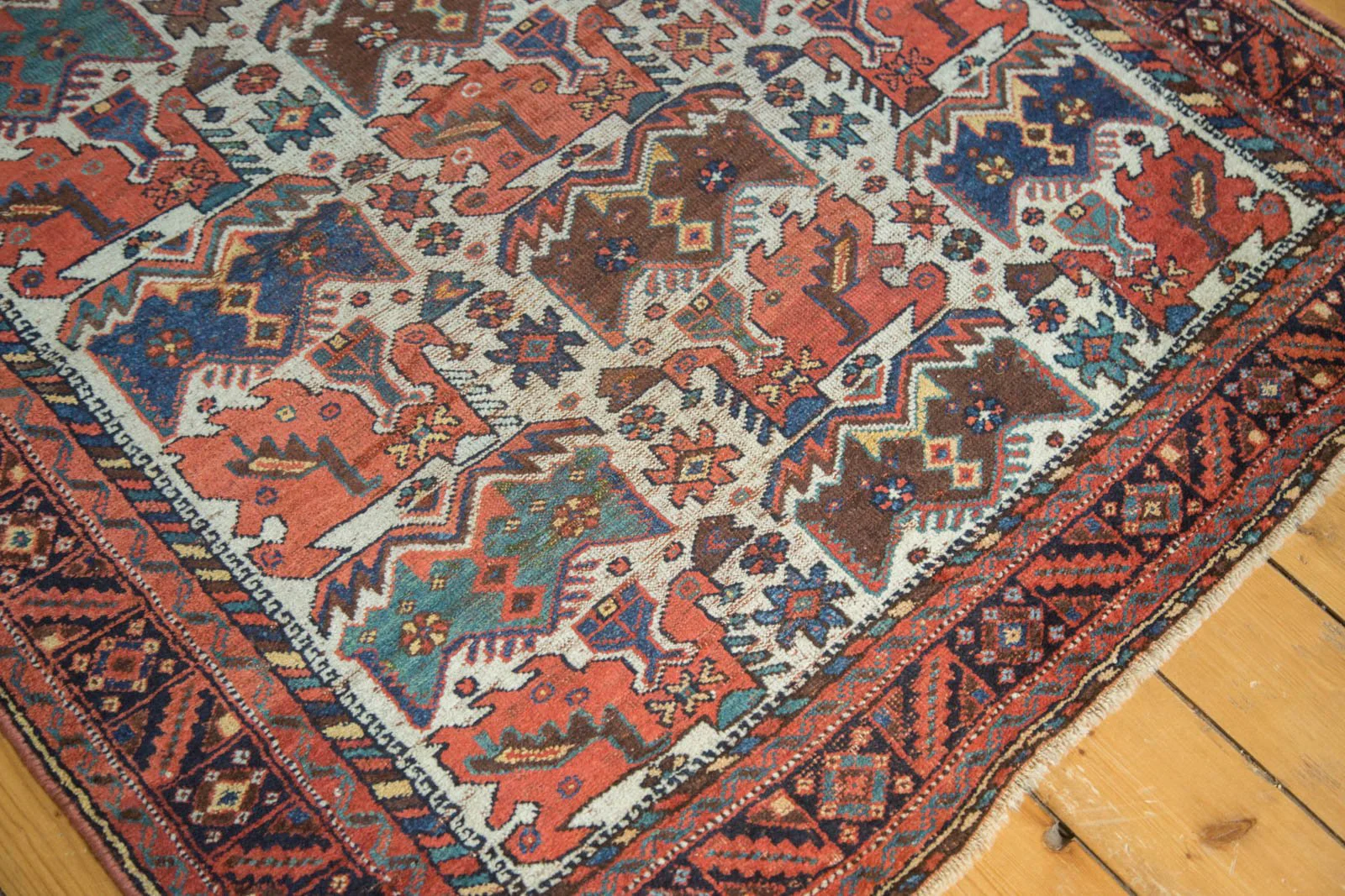 4x4.5 Antique Afshar Square Rug - Image 6