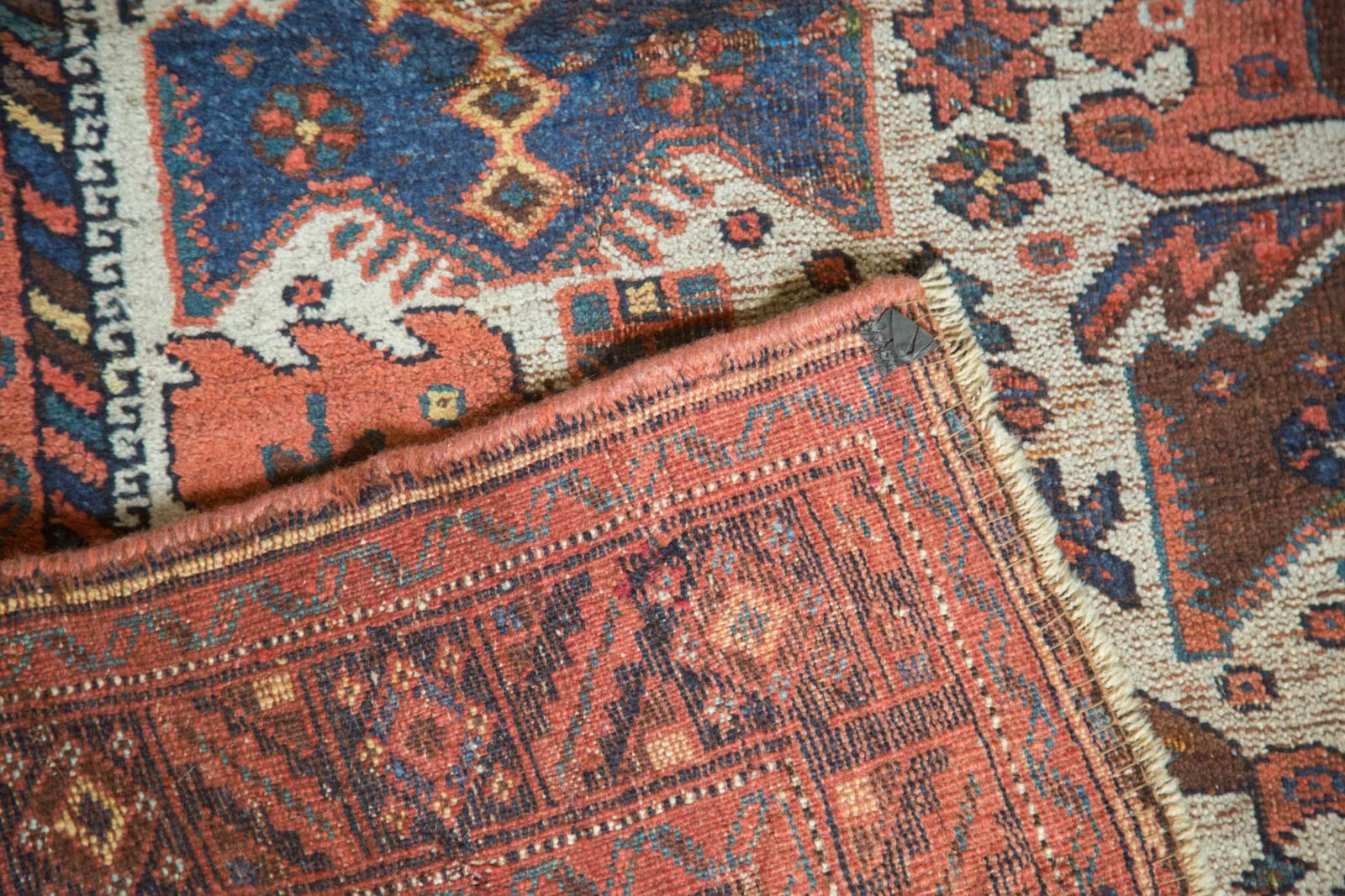 4x4.5 Antique Afshar Square Rug - Image 7